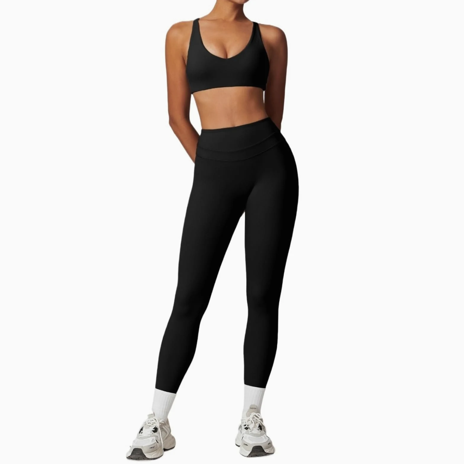 Conjunto Deportivo Mujer Conjunto de Yoga 2 uds, ropa deportiva, atlética, Legging gimnasio, sujetador Fitness, Top corto, traje deportivo manga corta