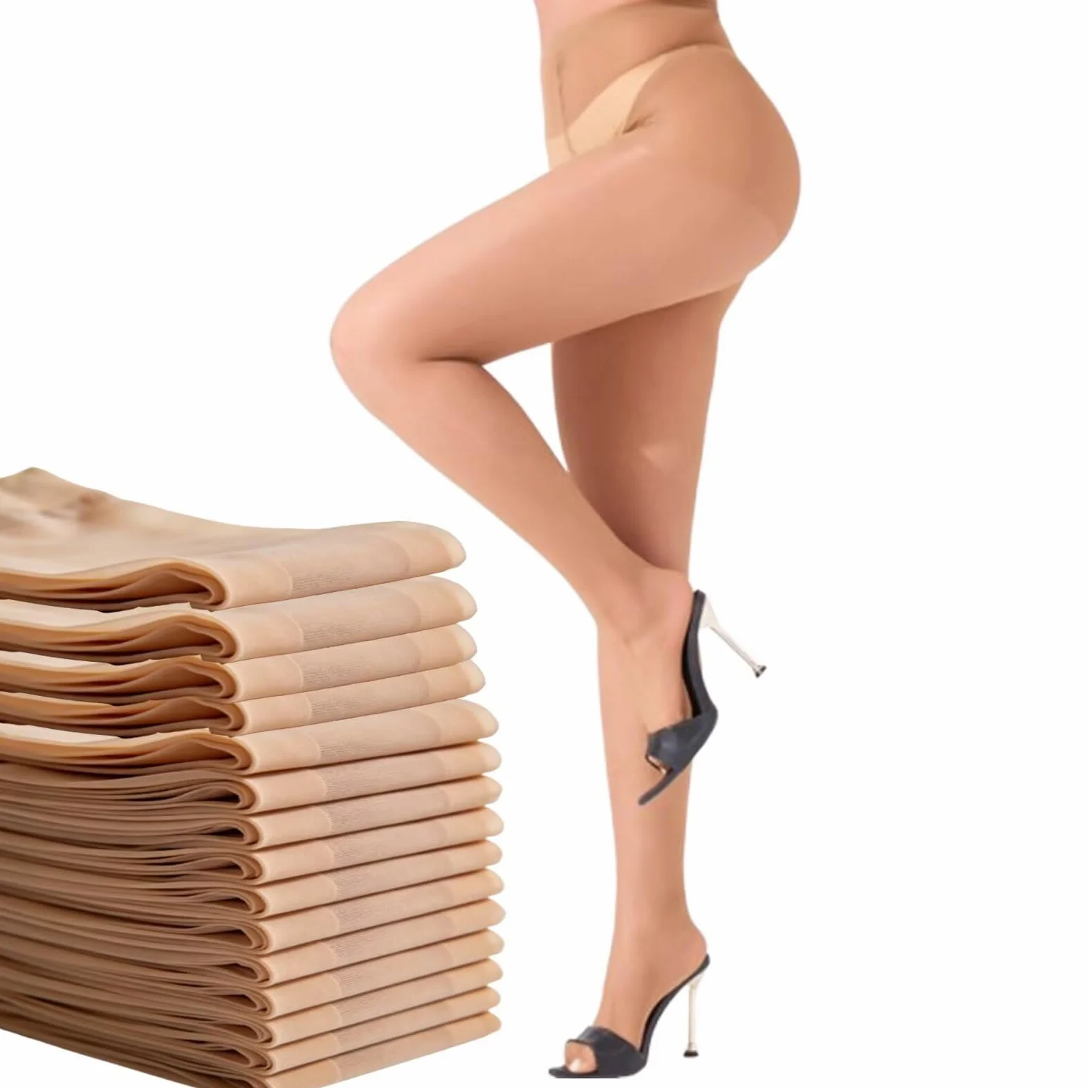 Medias transparentes para mujer, 20D ultrafinas, con control de abdomen, de nailon y elastano suave, en color negro nude, varios paquetes, tallas S–4XL
