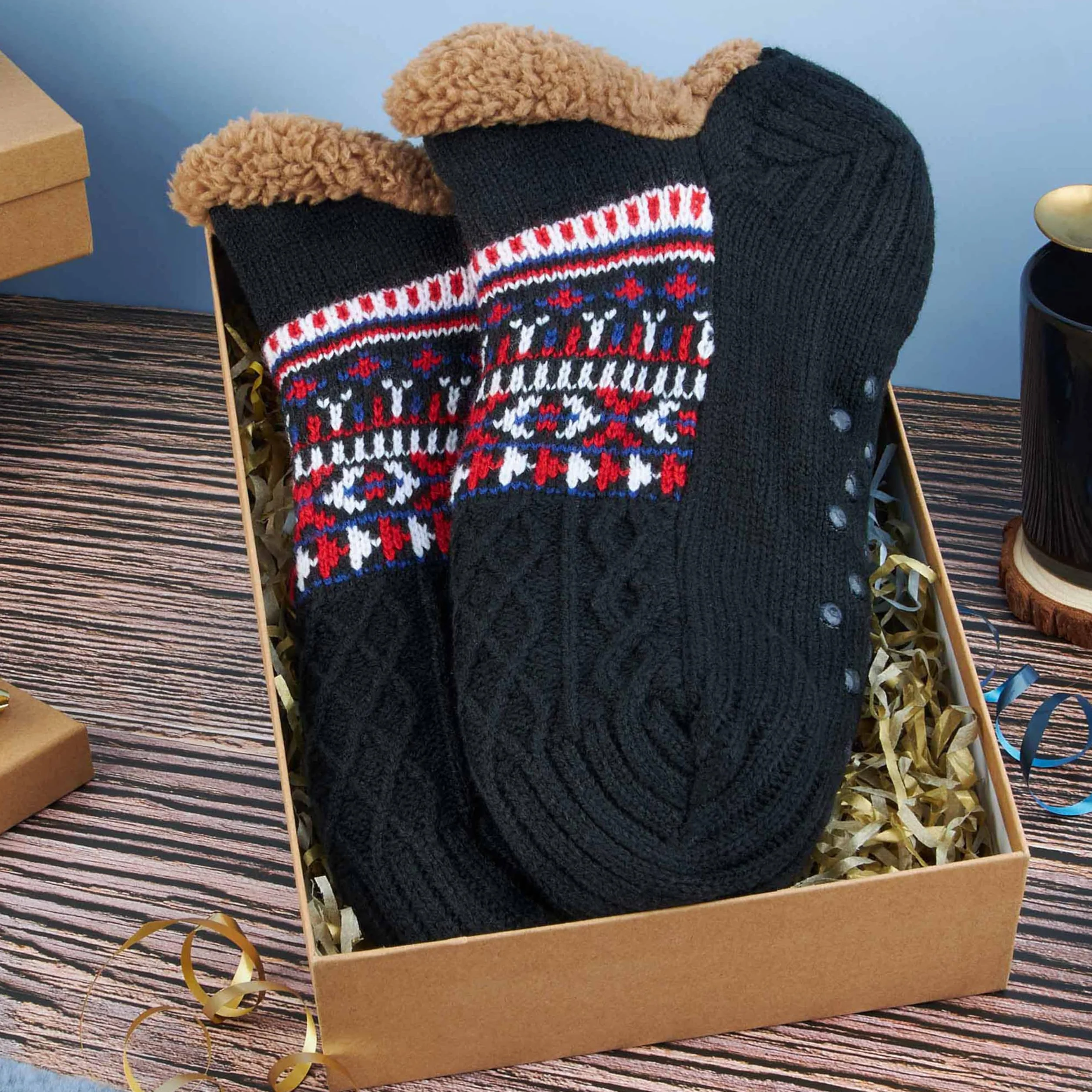 CityComfort Calcetines Hombre Invierno, Calcetines de Andar por Casa Antideslizantes, Regalo para Hombre y Adolescente