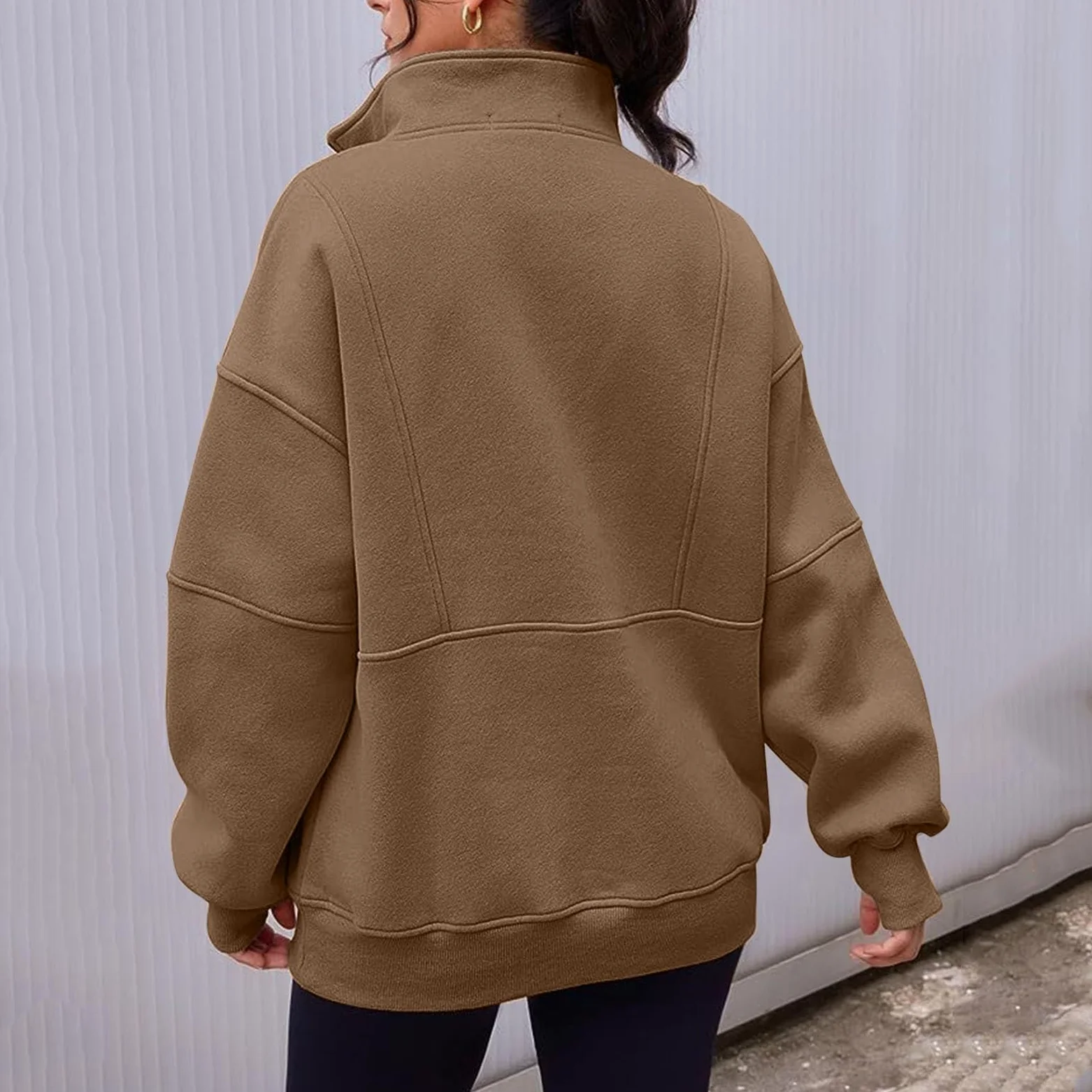 Sudaderas de ajuste holgado con forro polar para mujer, cuello alto, ropa de campo, cremallera, casual, bloque de color, suéteres occidentales, ligeros, góticos, suaves, modernos, sudaderas con cuello