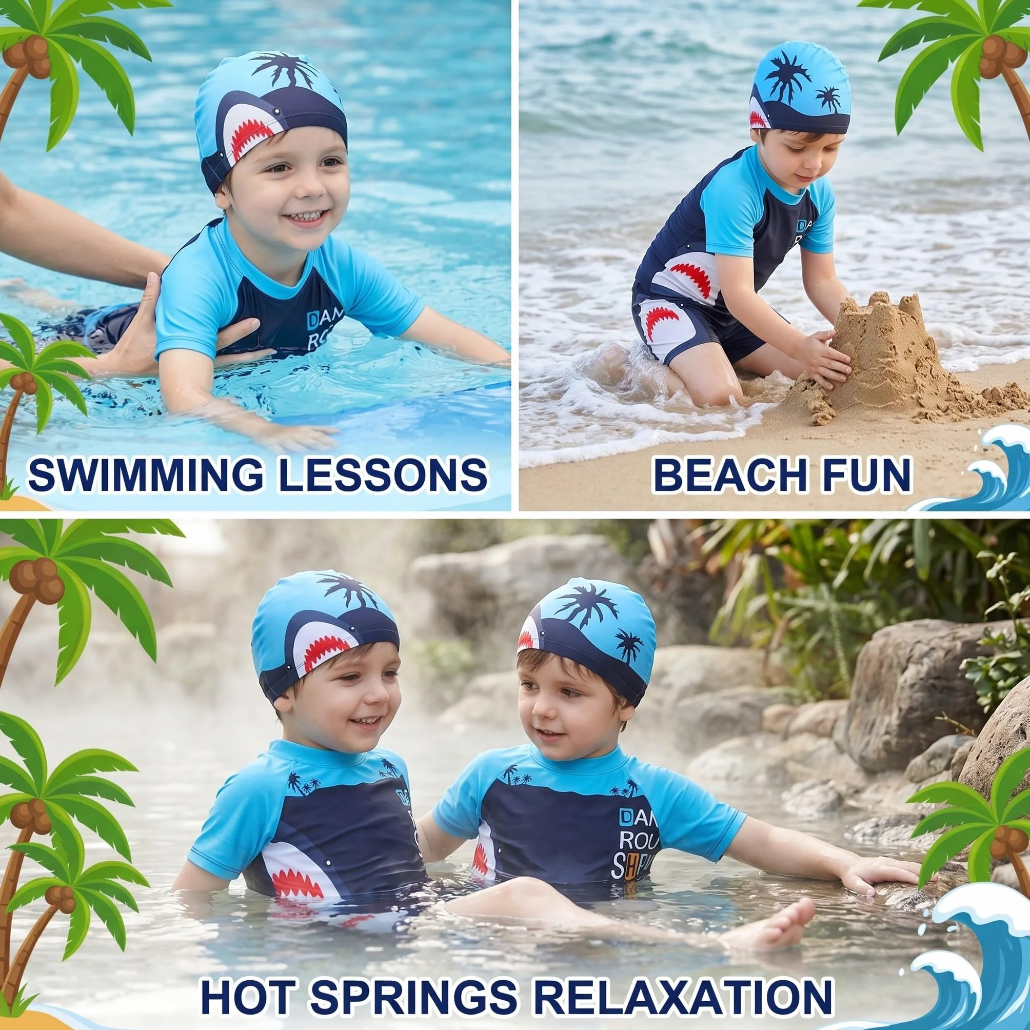 Set de Bañador Niño Tiburón Talla XL 5-6 Años 100-120cm Tejido Elástico Secado Rápido Cintura Alta Natación