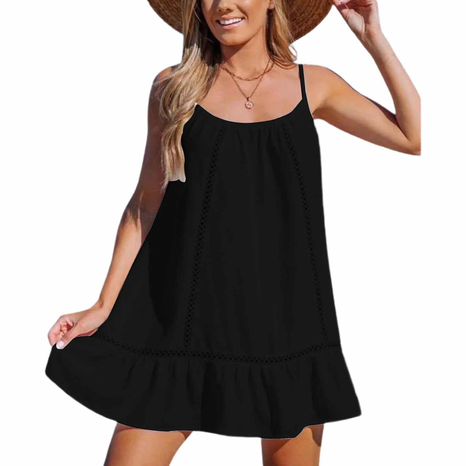 Vestido Verano Mujer Sin Mangas de Playa Corto con Tirantes Finos