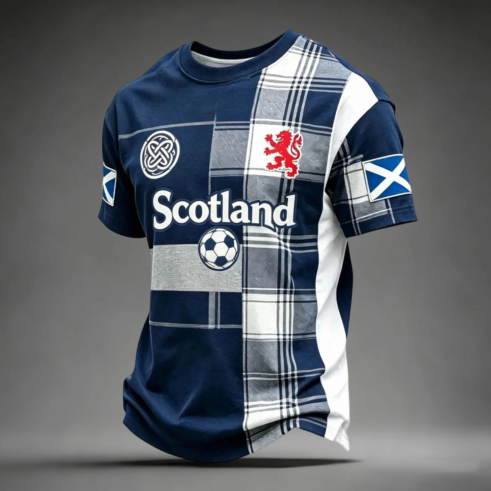 Camisetas De Futbol,Camiseta De Aficionado De Escocia (Reino Unido) para Entusiastas del FúTbol con Estilo Casual con GráFicos GeoméTricos Y Ajuste CóModo