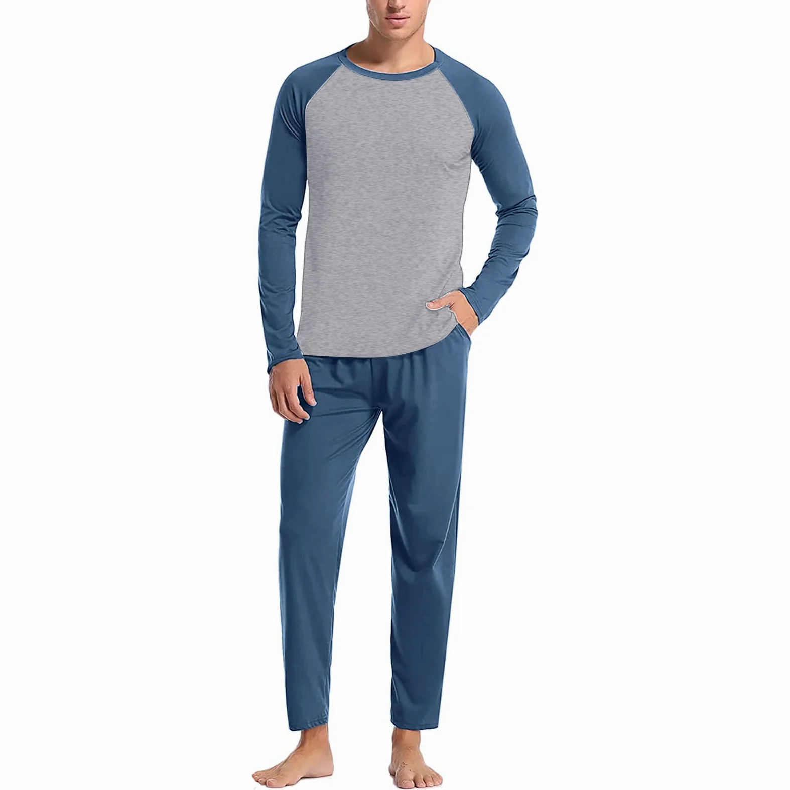 Pijama para hombre largo de rizo, primavera y otoño, bloque de colores, pijama de manga larga, cálido, pijama para hombre, tallas grandes, pijamas, ropa de dormir, juego de ropa de noche