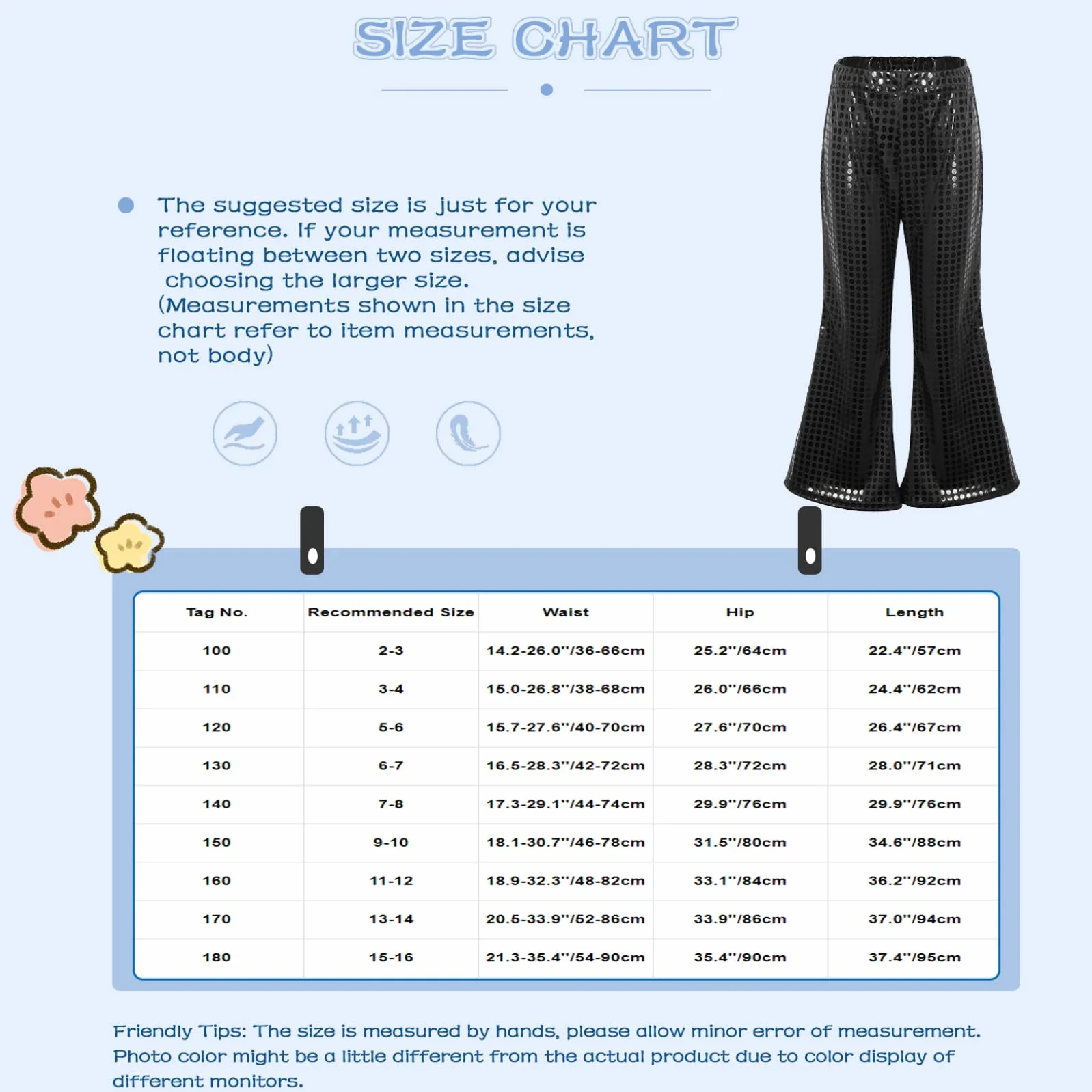 Freebily Pantalones Acampanados de Lentejuelas para Niños con Cintura Elástica para Baile Latino Hiphop