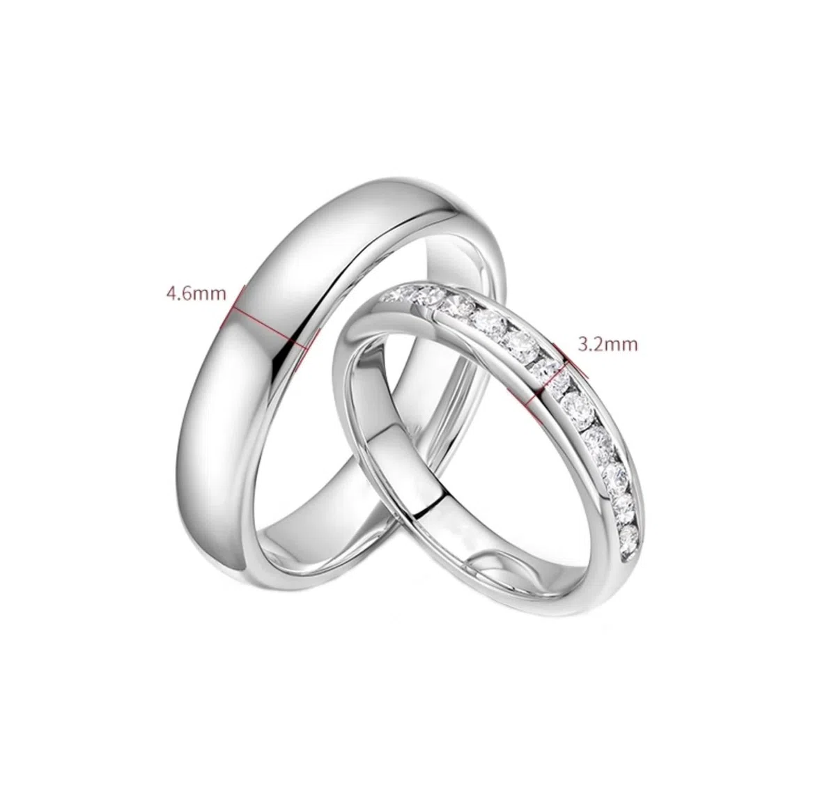 Alianzas de oro blanco, anillo de compromiso, oro real con diamantes auténticos, anillos de boda sencillos para mujer
