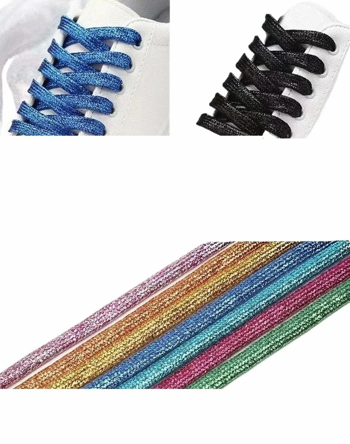 5 pares de cordones brillantes dorados y plateados for zapatillas, botas zapatos Para Sneaker