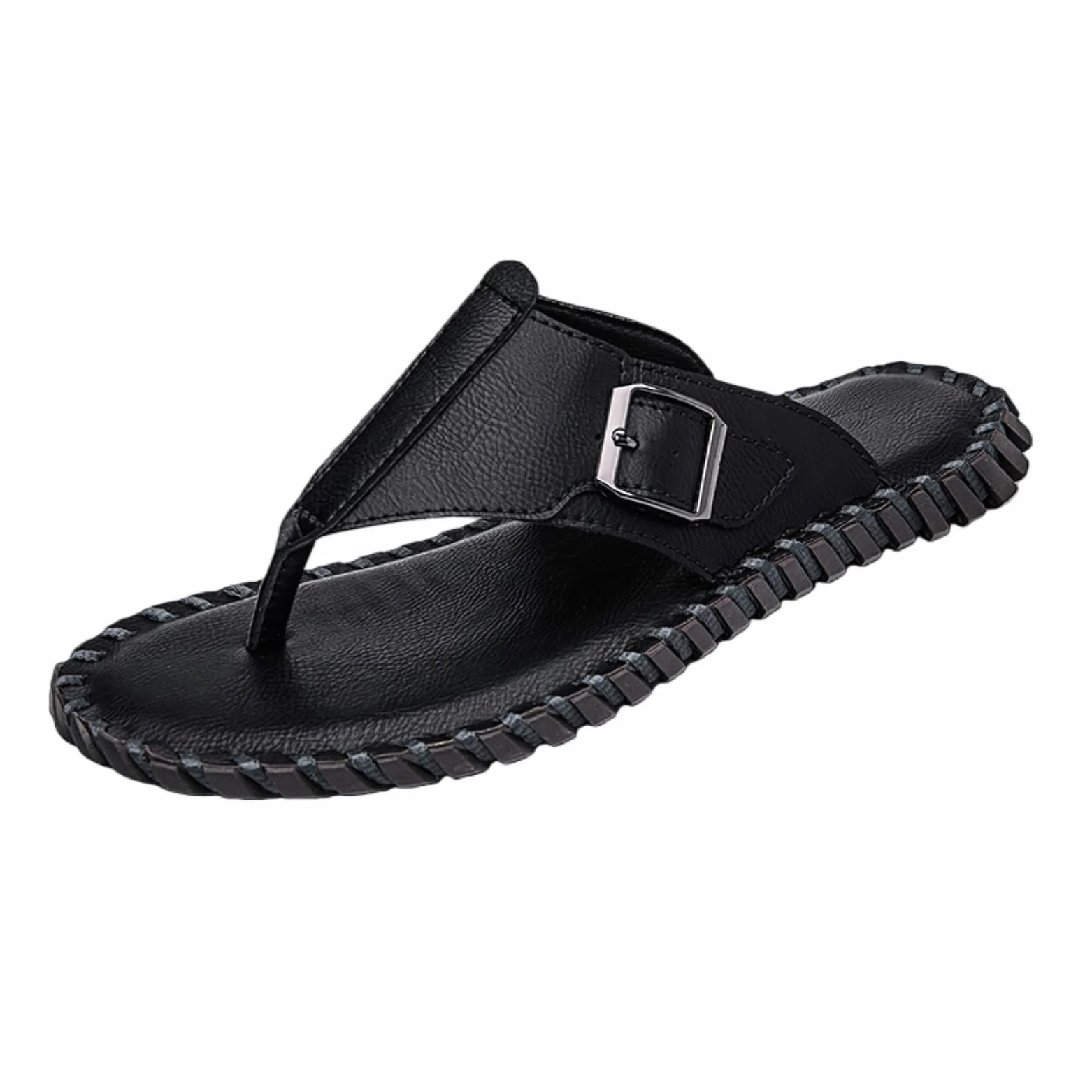 Chanclas Ocio Caminar Hombres Zapatos De Playa Casuales Tamaño Grande Sandalias Masculinas Zapatillas Verano Diapositivas Secas Rápidas Medio Arrastre-black-46