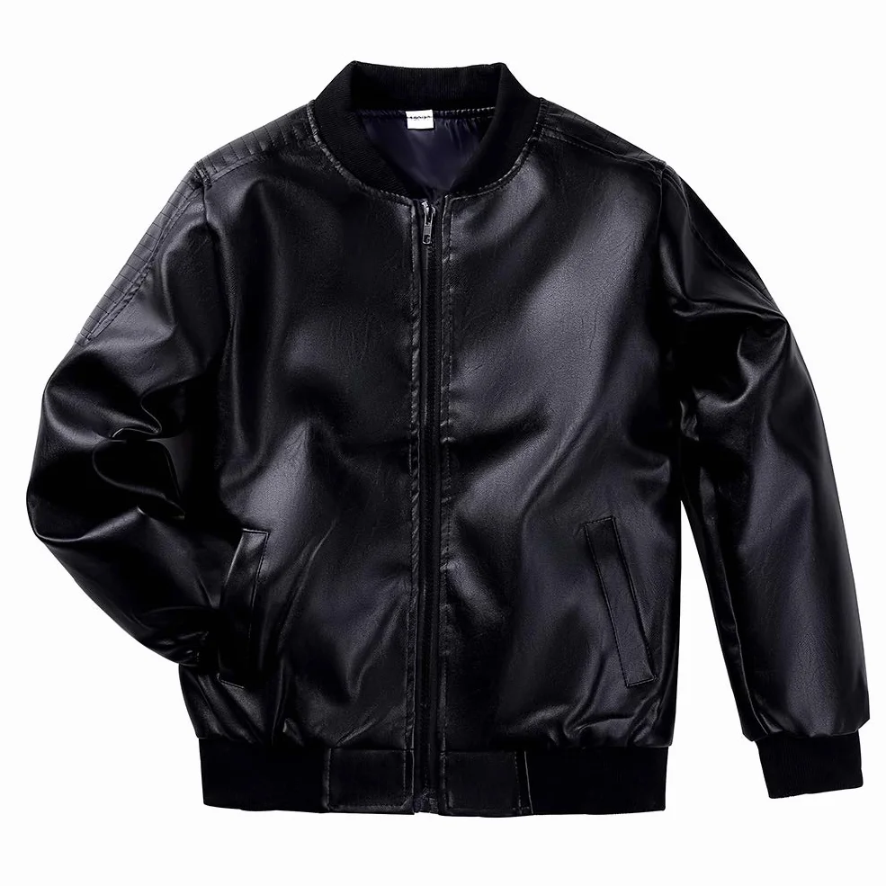 Chaqueta de Imitación Cuero para Niños - Cazadora Bomber de Piel Sintética