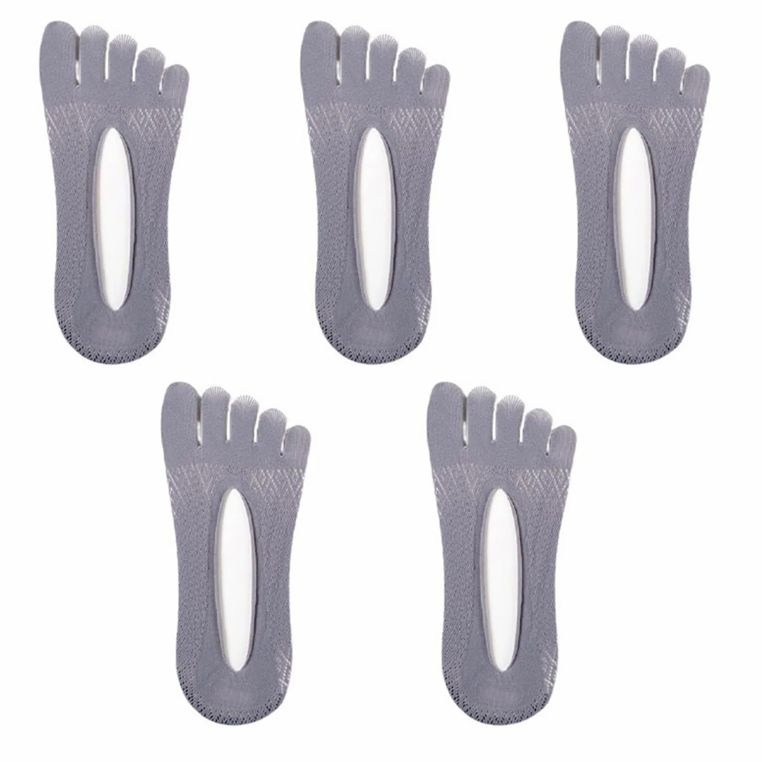 ERICAT 5 pares de calcetines de verano para hombre, ultrafinos, transpirables, invisibles, calcetines tobilleros para hombre, 5 gris oscuro, EU 37-45