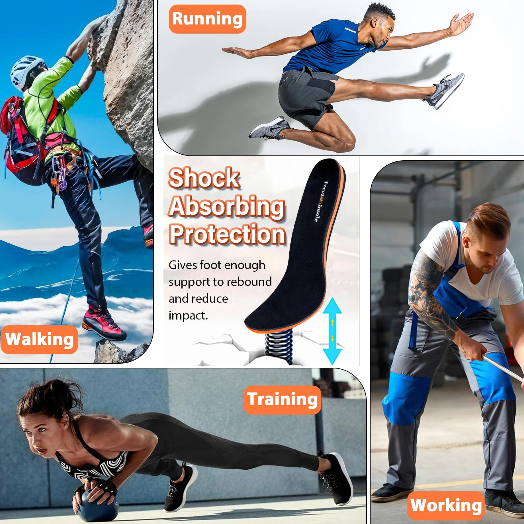 Plantillas de soporte de arco fuerte para fascitis plantar de más de 240 libras, inserciones de zapatos atléticos para hombres y mujeres, ideales para deportes activos, caminar, correr, entrenamiento,