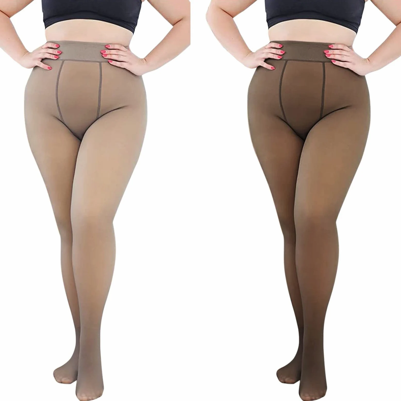 MJGkhiy Medias térmicas de forro polar para mujer efecto transparente cálido acolchadas medias cómodas medias térmicas cintura alta curvadas pantalones cálidos elásticos medias mujer térmicas