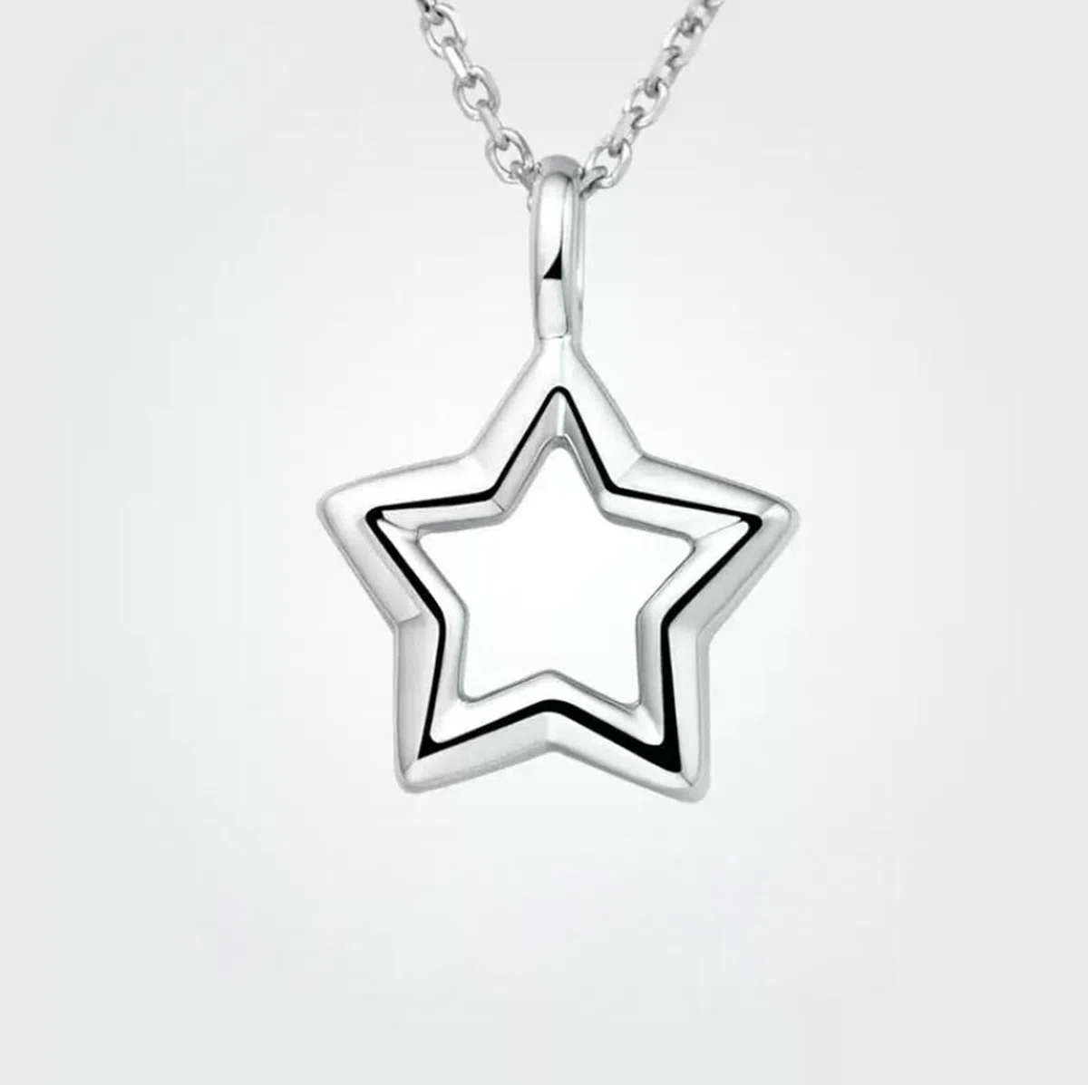 Collar con colgante para mujer, collar largo para mujer, estrella hueca con diamante de 0,15 quilates, oro blanco de 9/14/18 quilates, 45 cm