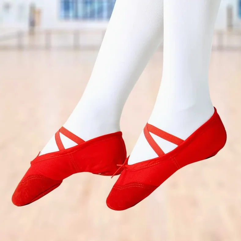 Zapatos de Baile de Ballet para niñas Zapatillas de Ballet de Suela Blanda de Lona para niños Zapatos de práctica cómodos para niños Zapato de Bailarina para Mujeres (Color : Beige, Tamaño del zapat