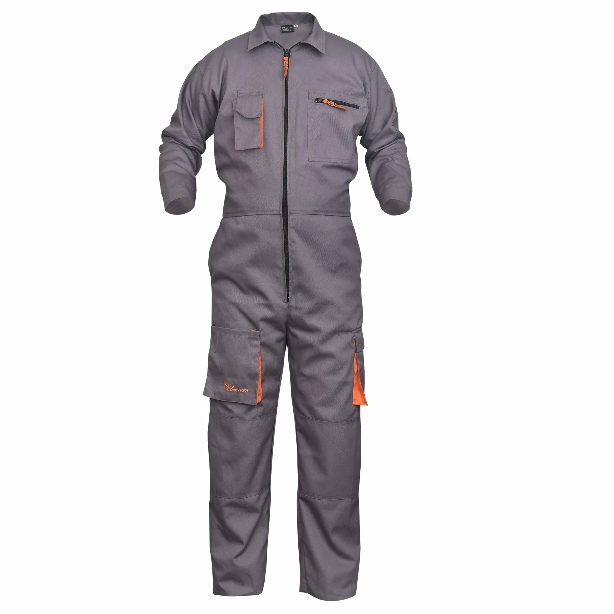 NORMAN Grey Work Wear Men's Overalls Boiler Suit Coveralls Garage Overalls Mechanics Boilersuit Protective