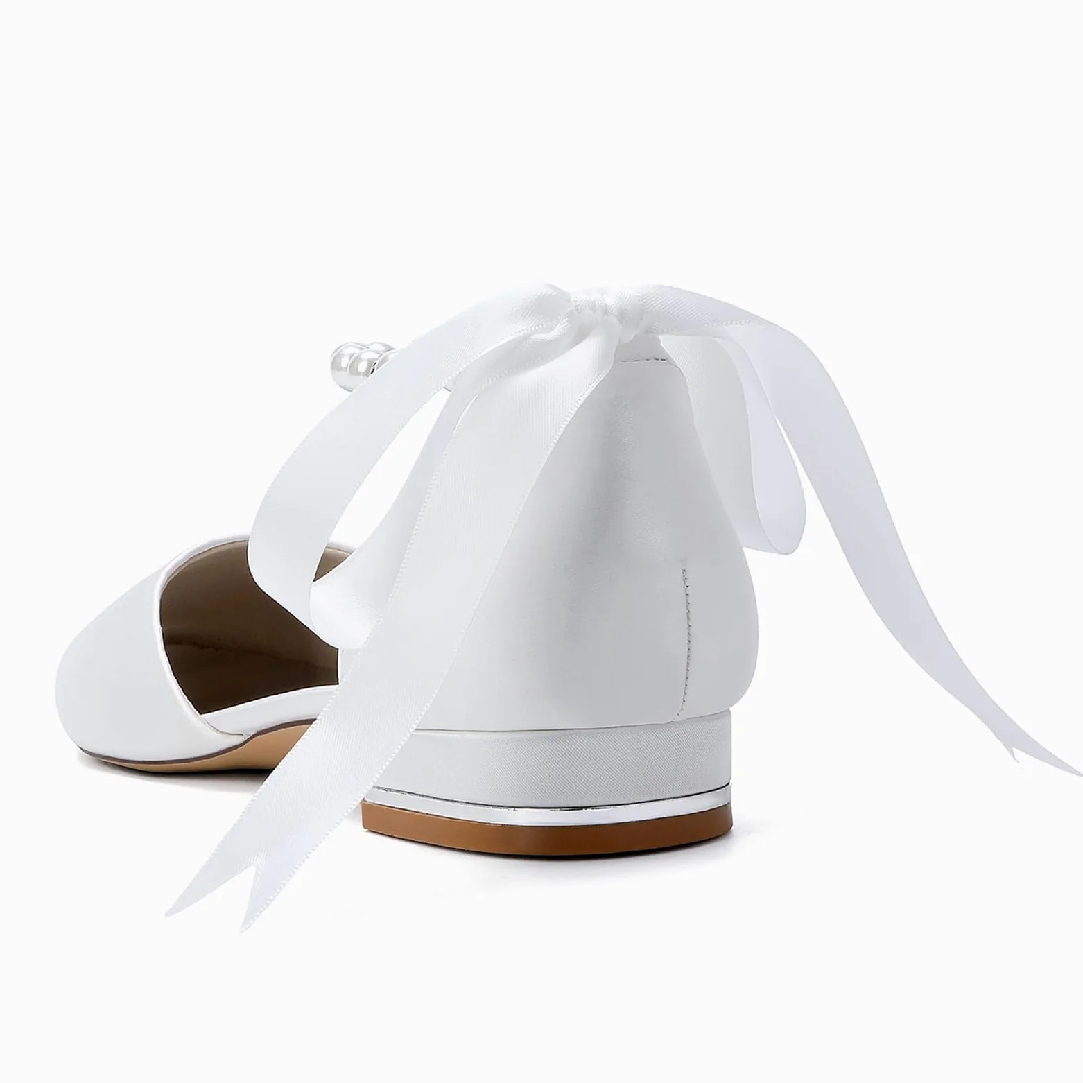 Zapatos Planos de Boda de Perla para Mujer con Punta Redonda Cerrada, cómodos para Vestir de Noche