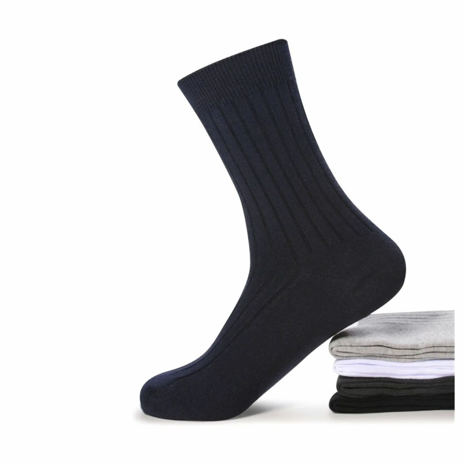 ZZSRJ 5 Pares de Calcetines for Hombres algodón Negro Blanco Calcetines de Negocios Medias de los Hombres (Color : White, tamaño : EU38-44 US6-11)