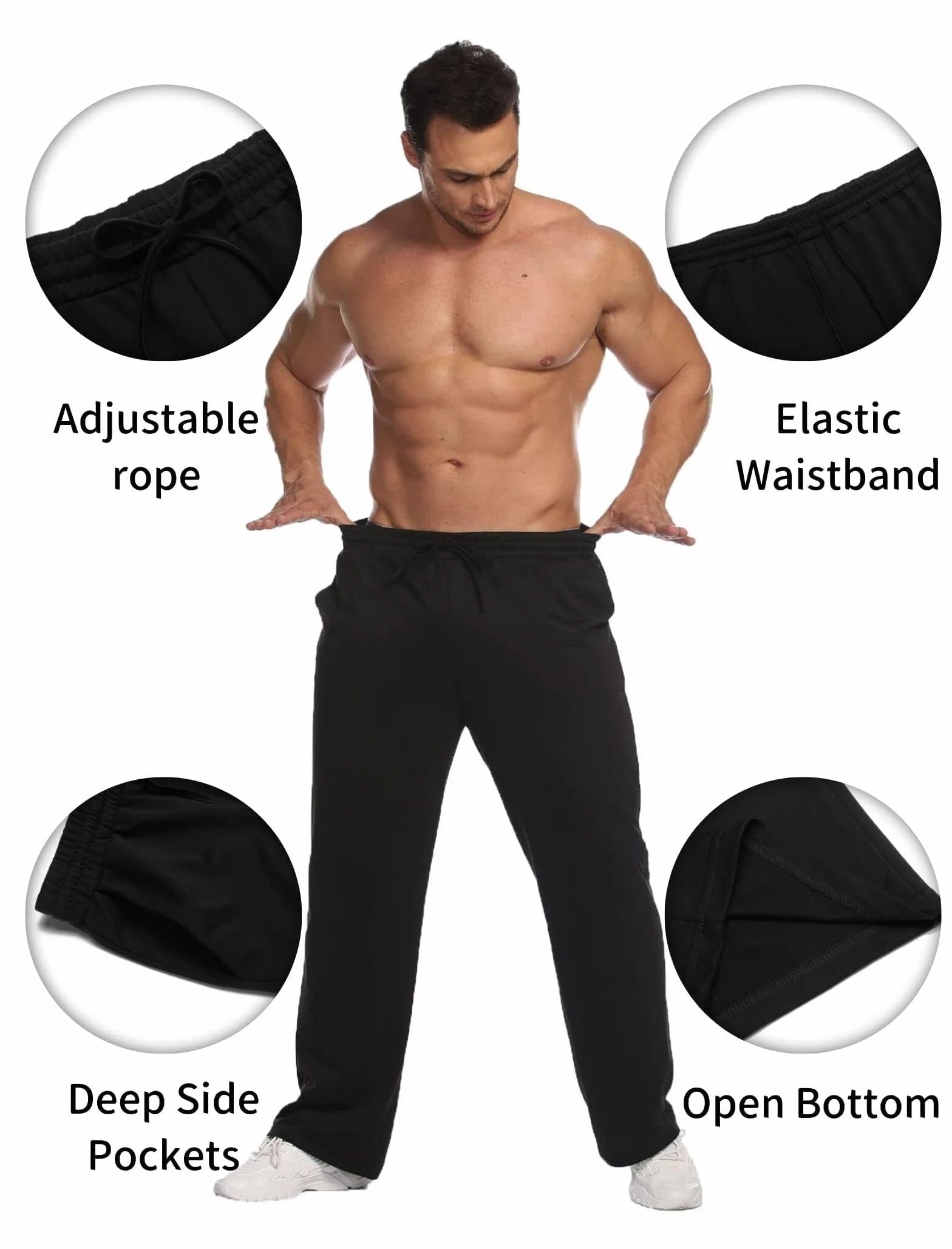 PINSPARK Pantalones de chándal Hombre Entrenamiento Deportivos algodón Largos Informales Holgados Anchos Fitness Yoga Estar por casa S-XXL