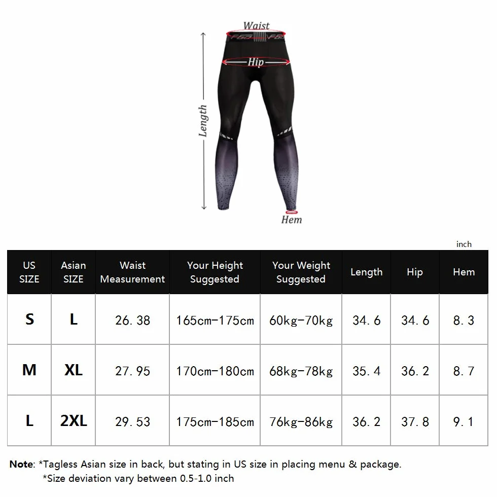 Muscle Alive Leggins Compresión Hombres Gimnasio Culturismo Pantalones Capa Base Fresco y seco