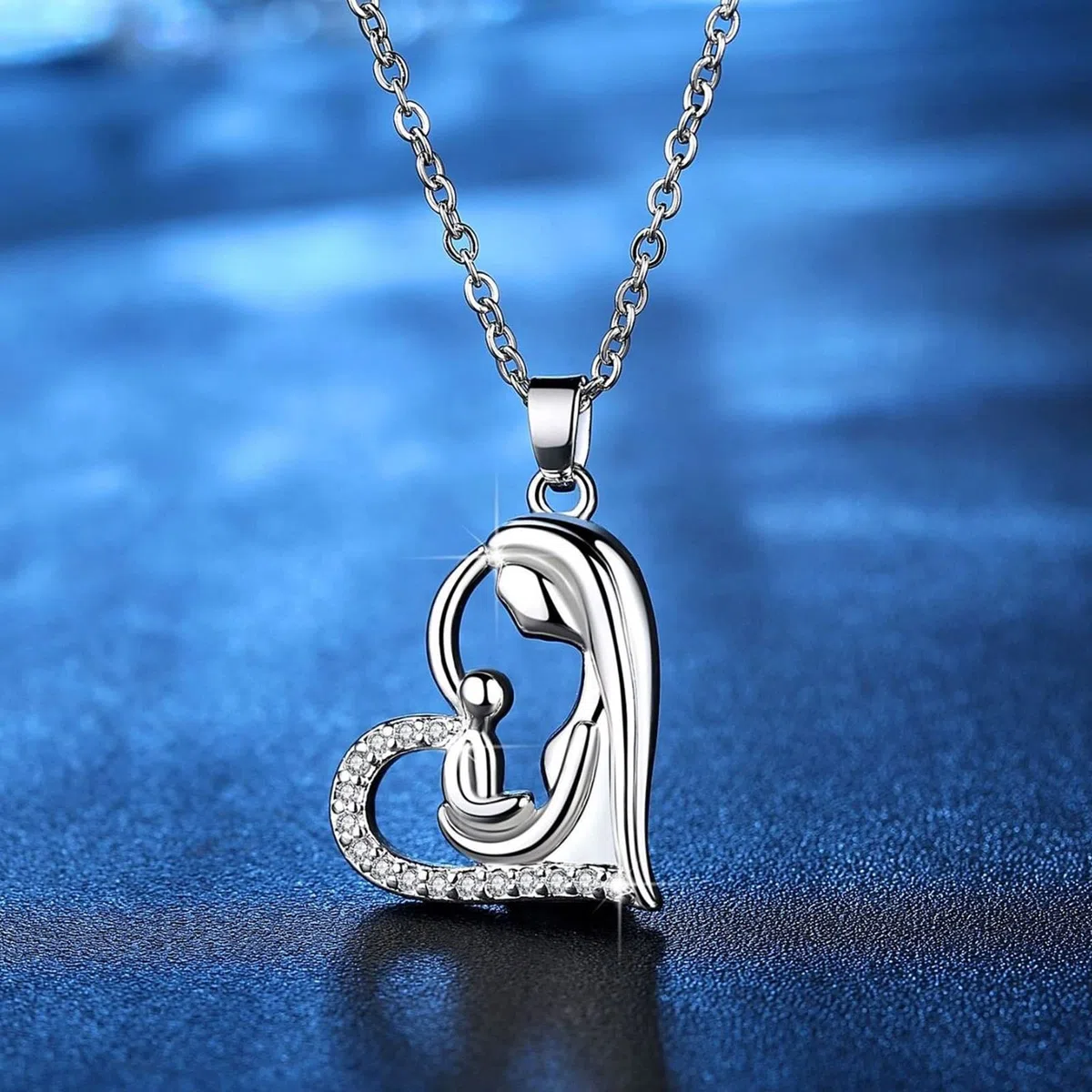 Collar de 14 quilates con colgante, collar de mujer con corazón de diamante, collar simple Rolo, regalo para el día de la madre, 50CM, Vidrio Cuero, Diamante