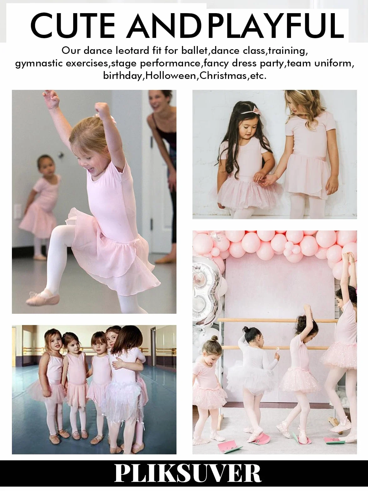 Vestido de Ballet para Niñas Manga Corta Maillot de Danza con Falda de Gasa
