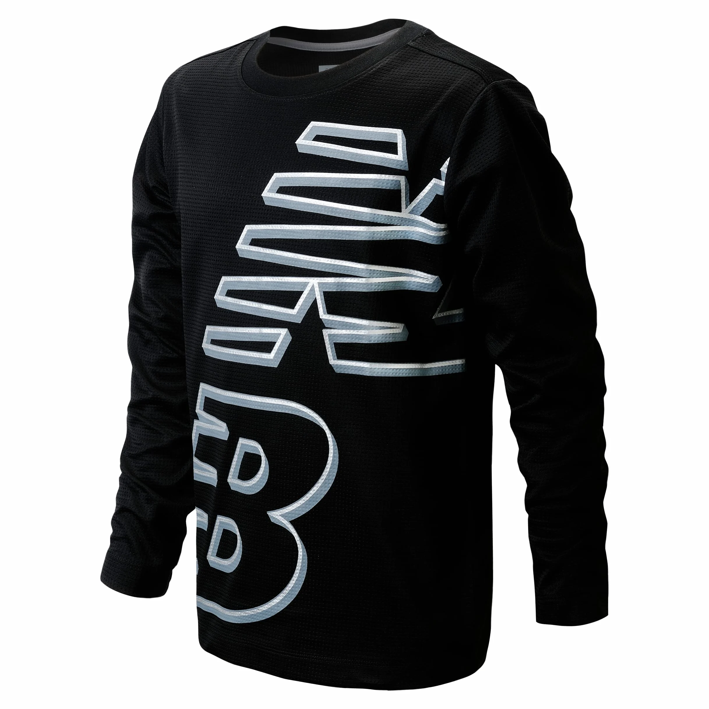 New Balance Boys' T-Shirt - Thermal Waffle Knit Long Sleeve Shirt (Size: 4-20), Size 14/16, Black