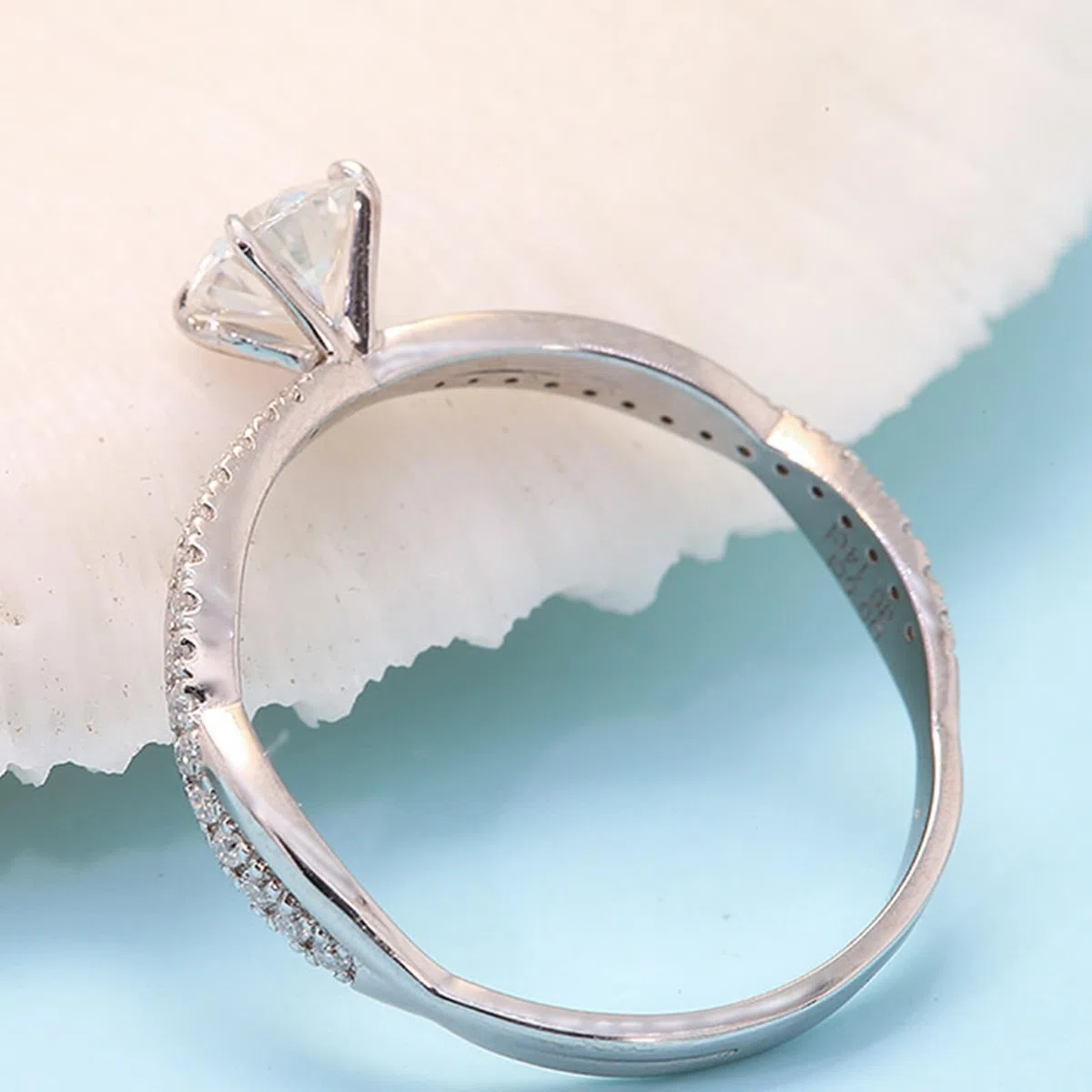 Anillos de boda de oro de 14 K/18 quilates para mujer, corte redondo, elegante, 0.5 quilates, anillo de compromiso de diamante cultivado en laboratorio para ella