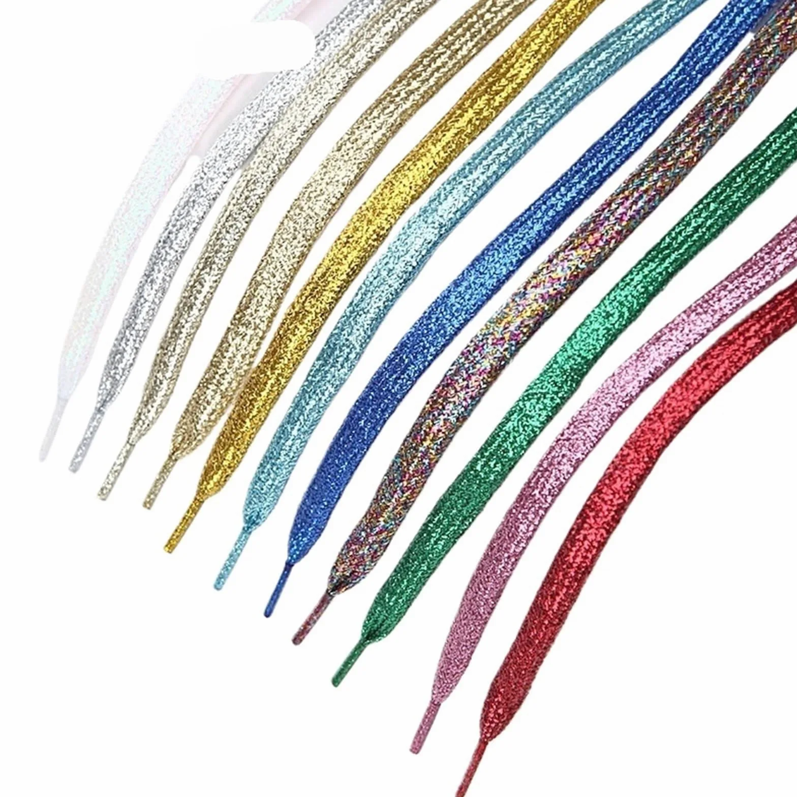 5 pares de cordones brillantes dorados y plateados for zapatillas, botas zapatos Para Sneaker
