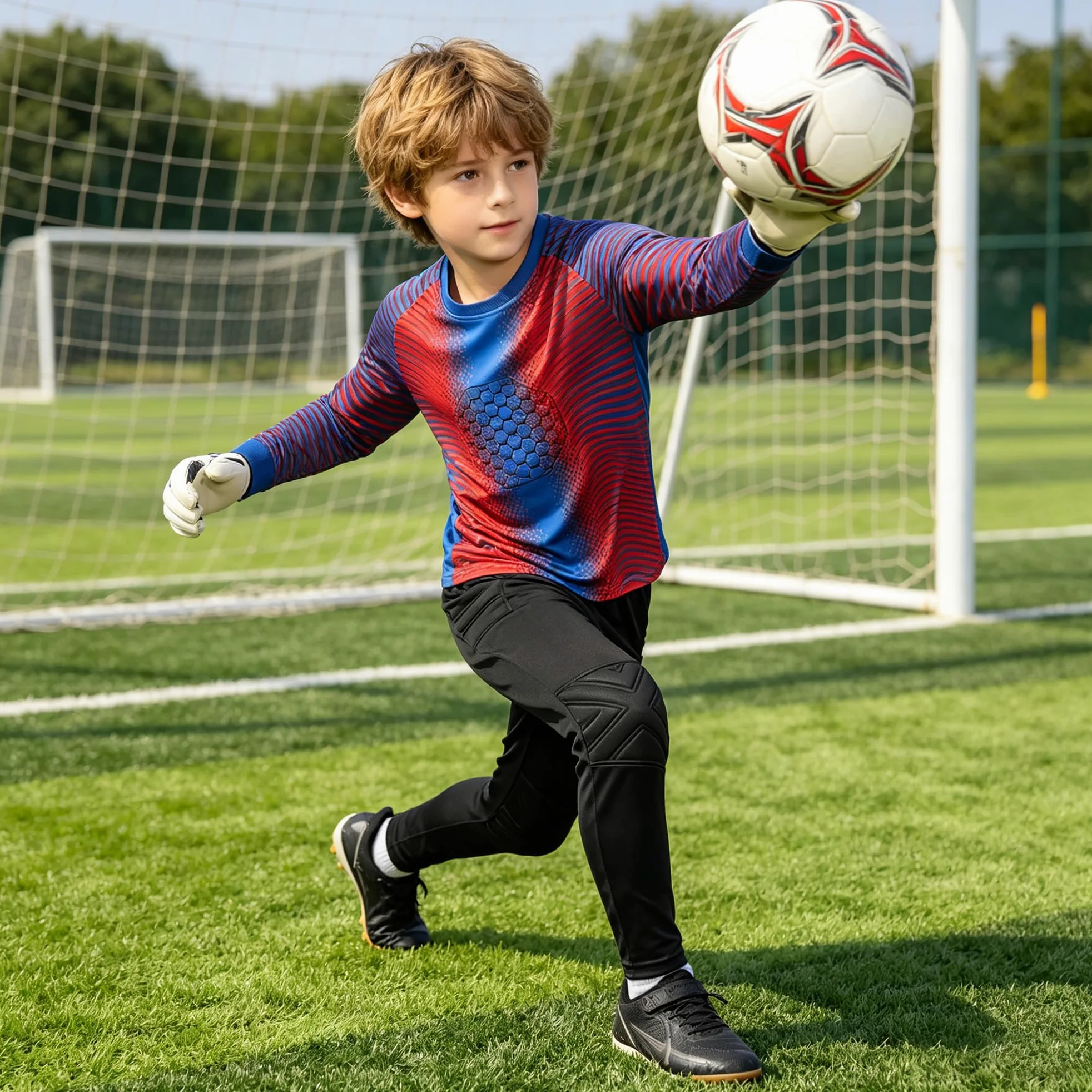 Conjunto de camiseta de portero para adultos y niños, pantalones cortos acolchados y transpirables, camiseta de portero de fútbol, balonmano, entrenamiento, hombre y mujer, equipo de