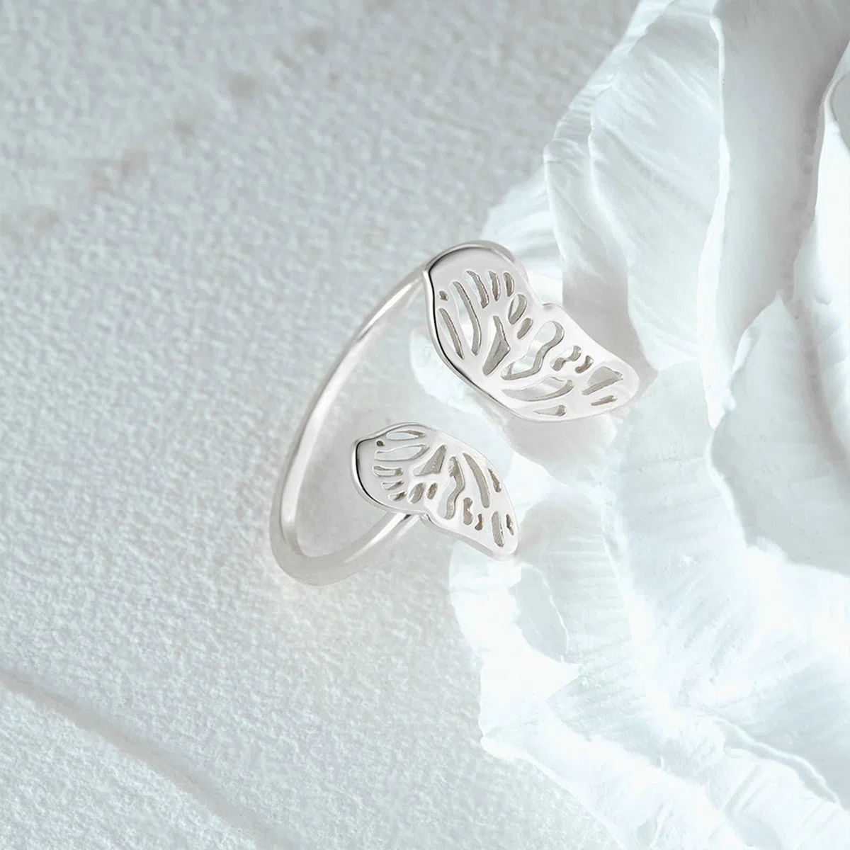 Anillos de compromiso para ella, anillos de oro blanco de 9 K y 14 quilates, diseño de mariposa, anillos de boda