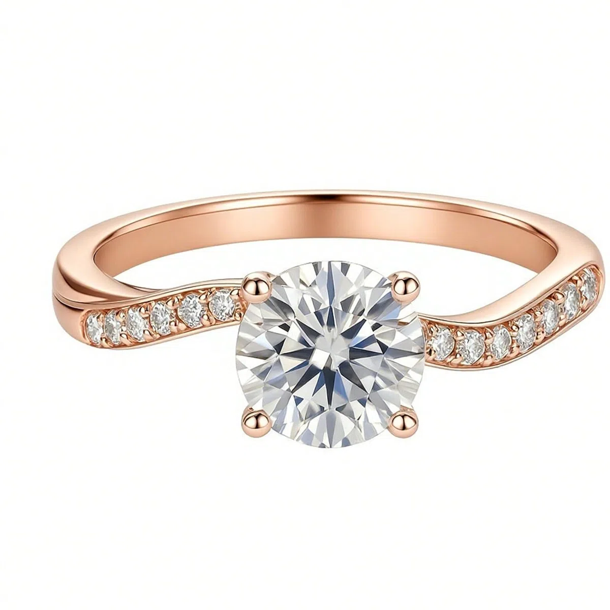 Anillo de mujer de oro blanco, anillo de boda de oro auténtico con moissanite de 1 ct solitario