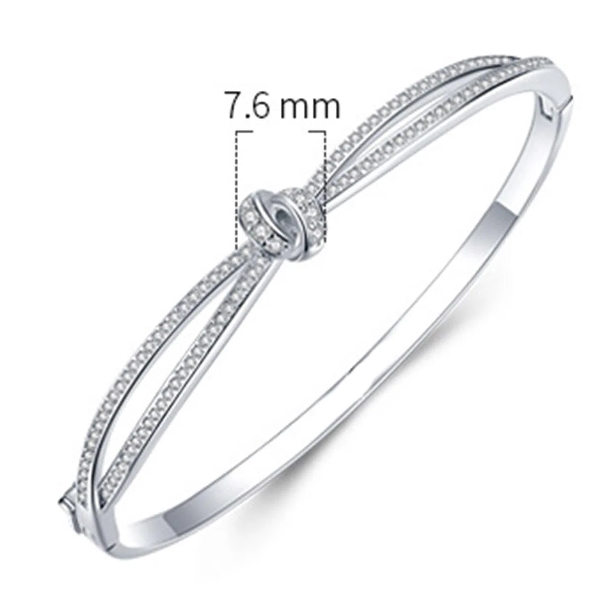 Pulseras para mujer a la moda, pulsera para mujer, nudo infinito con moissanita redonda, oro blanco/platino 950