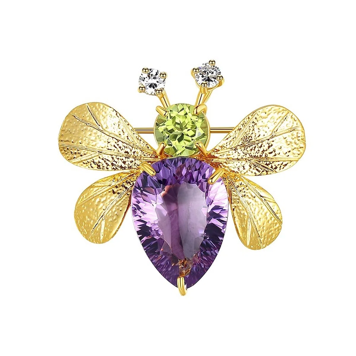 Broche de solapa Lindo abeja broche de gama alta hembra amethyst peridot exquisito accesorio pin formas animal abeja broche pernos cumpleaños boda decorativo decorativo Accesorio para disfraz de mujer