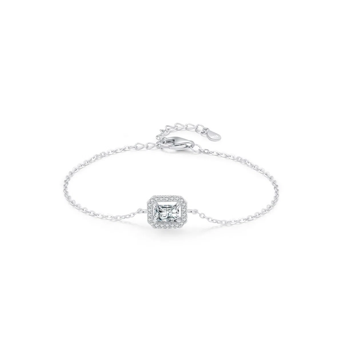 Lindas pulseras de la amistad para mujer con diamantes creados de 0,6 quilates, bonita pulsera de amistad para ella, oro blanco de 18 quilates | Tamaño 20 + 3 cm