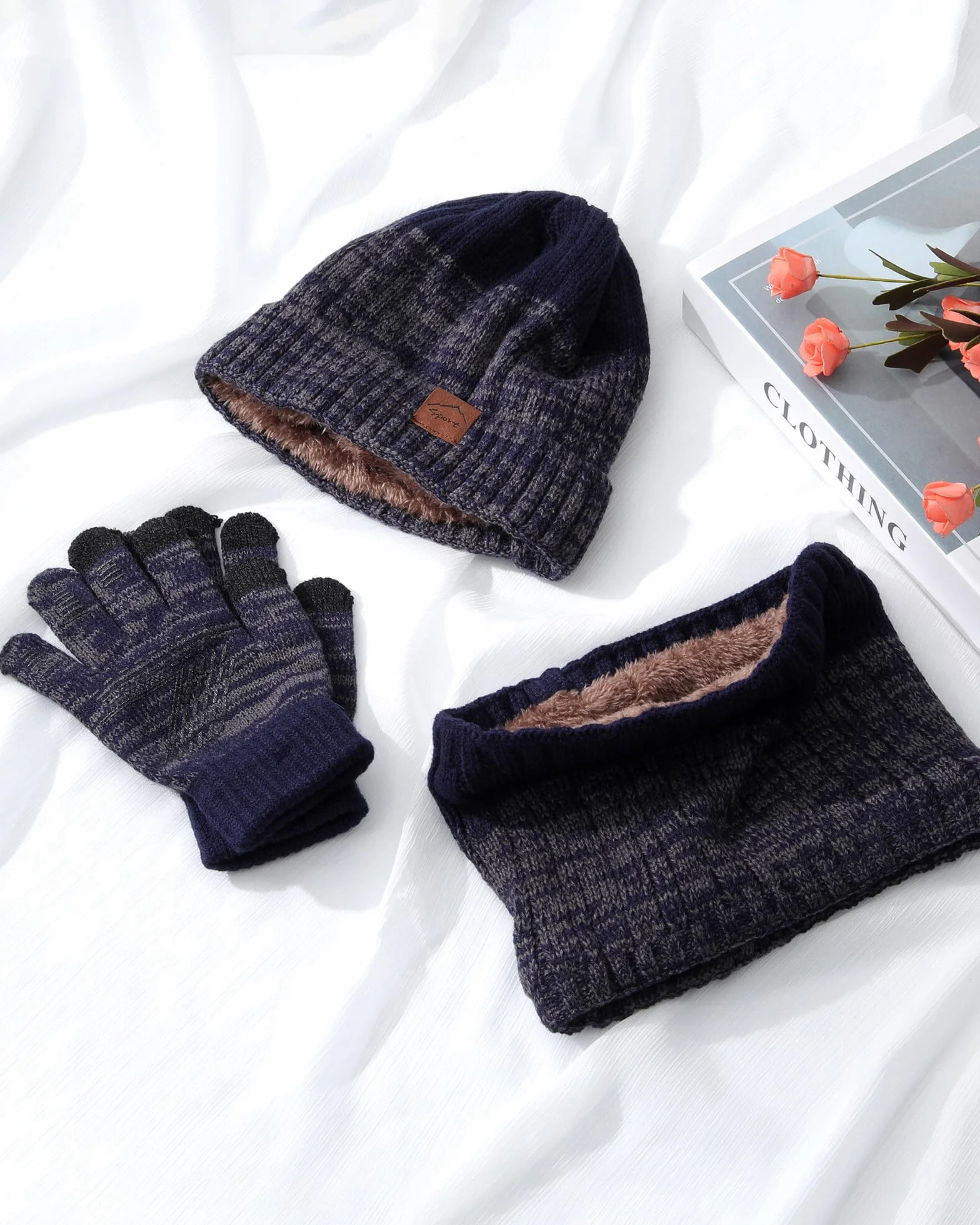 WELROG Gorro de Invierno para niños, Bufanda, Guantes para niños y niñas, Gorro de Invierno, Conjunto de Bufanda para niños de 4 a 15 años, Gorro de Punto
