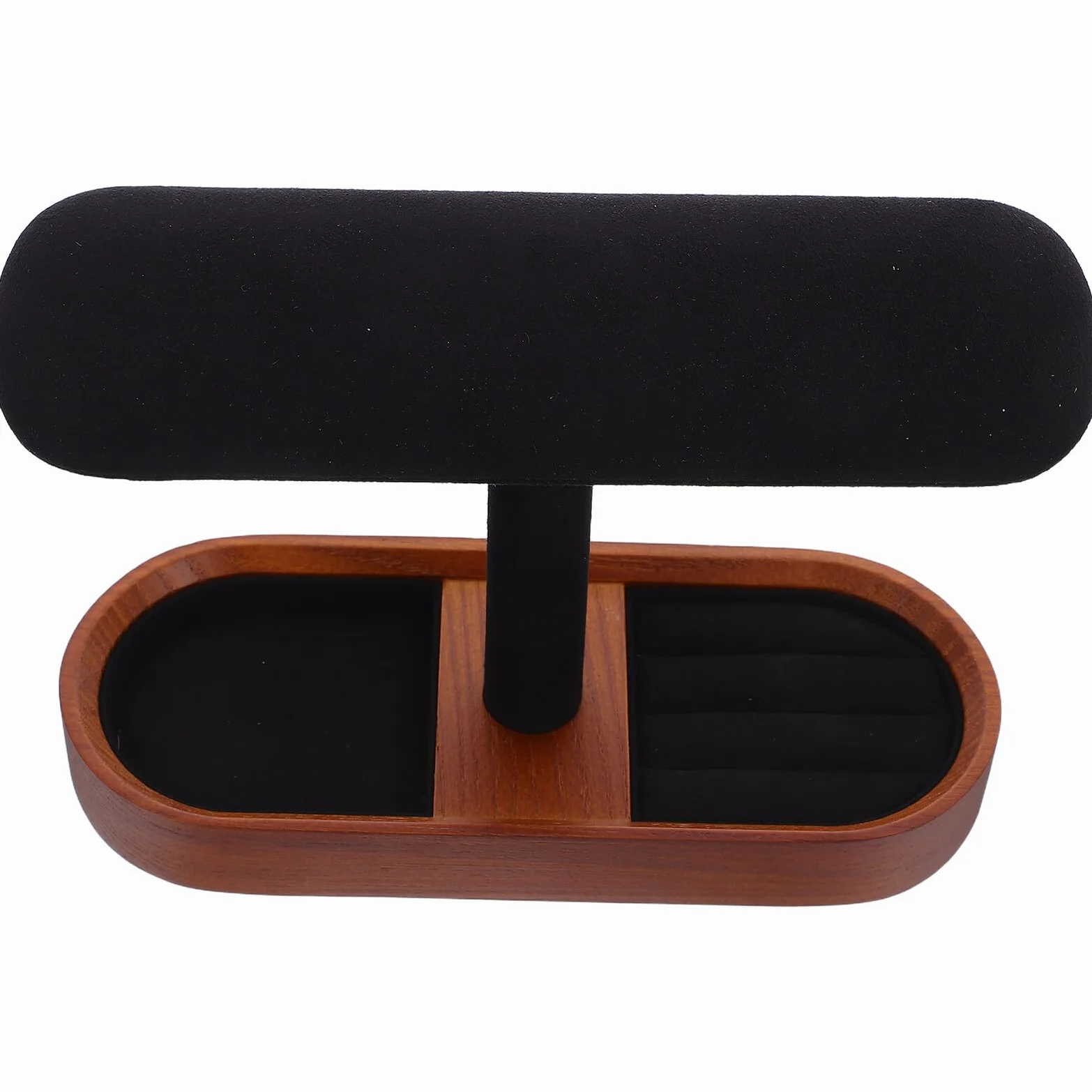 NUOBESTY Soporte de Madera Maciza T para Exhibición de Joyas Organizador Multifuncional para Pulseras Relojes y Brazaletes Diseño Rústico y Estable para Mostrador y Uso Personal