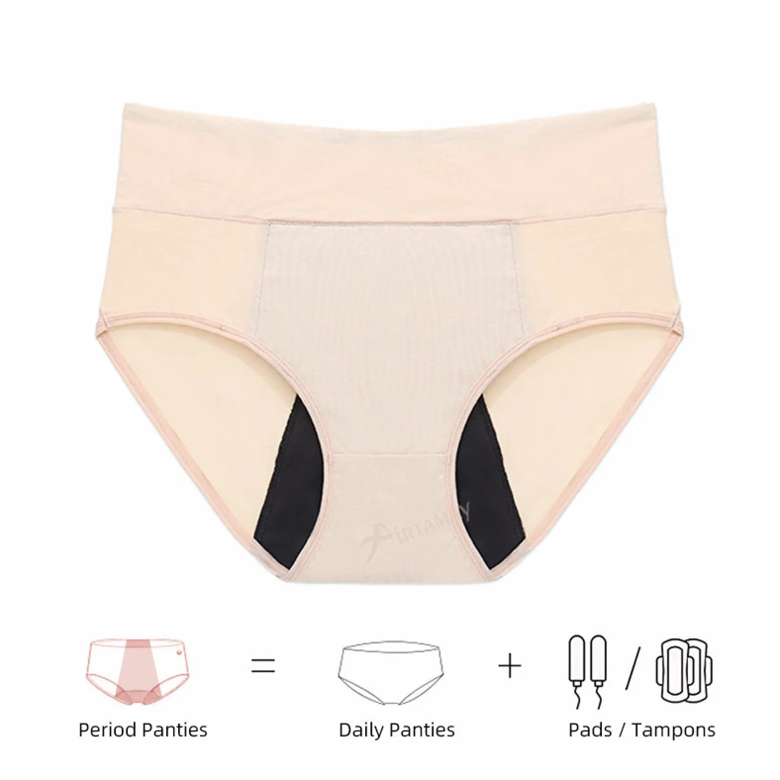 Bragas Mujer Algodon Bragas menstruales de Mujer a Prueba de Fugas absorbentes de Cintura Alta de algodón de 2/4 Uds Bragas menstruales de 4 Capas