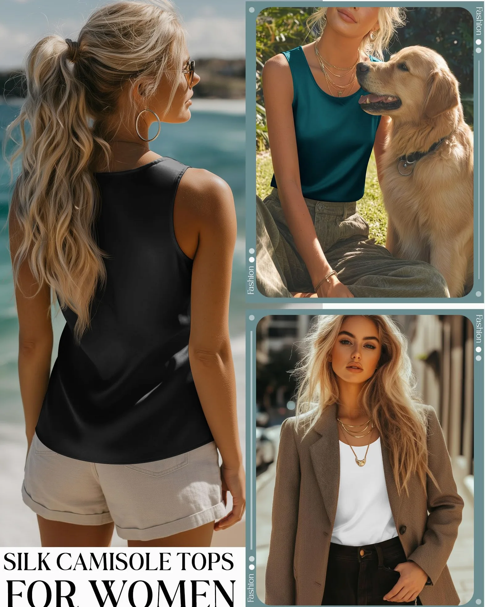 Lot De 3 Camisetas De Tirantes De Satén Mujer | Camisolas De Tacto Sedoso, Blusas Sin Mangas Con Cuello Redondo, Conjuntos Casuales De Oficina, Para Llevar Bajo Blazer