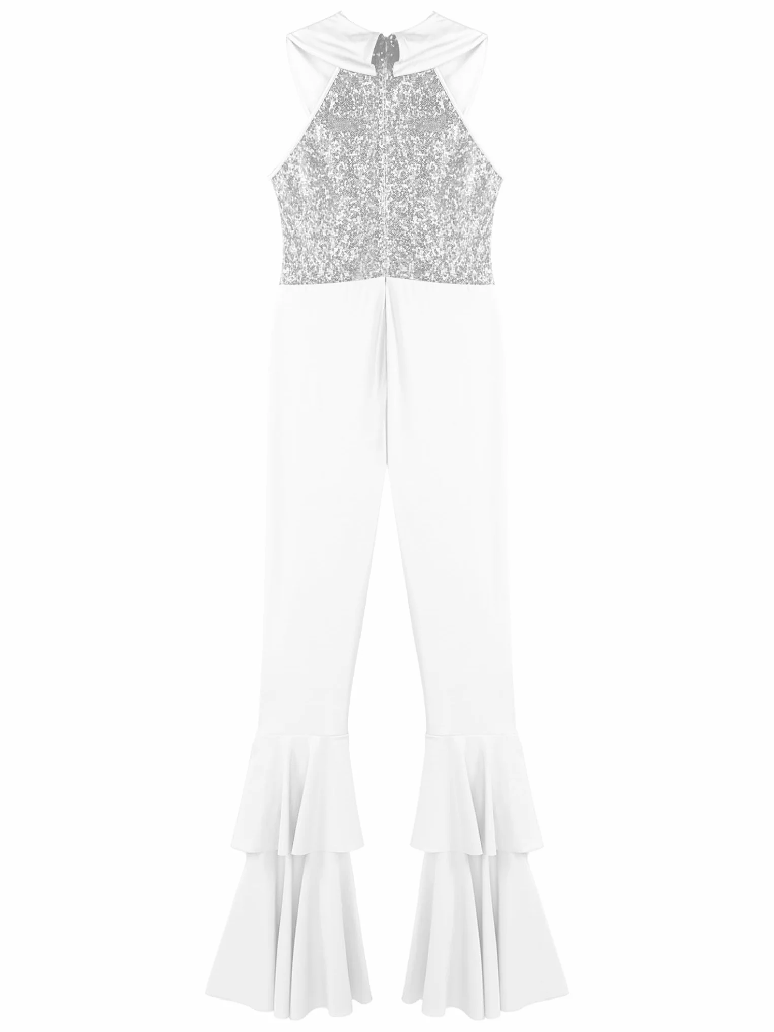 Disfraz Diva Disco Hedmy Mono Lentejuelas Baile Mujer sin Manga Enterizo Acampanado Cremallera Solapa S-4XL