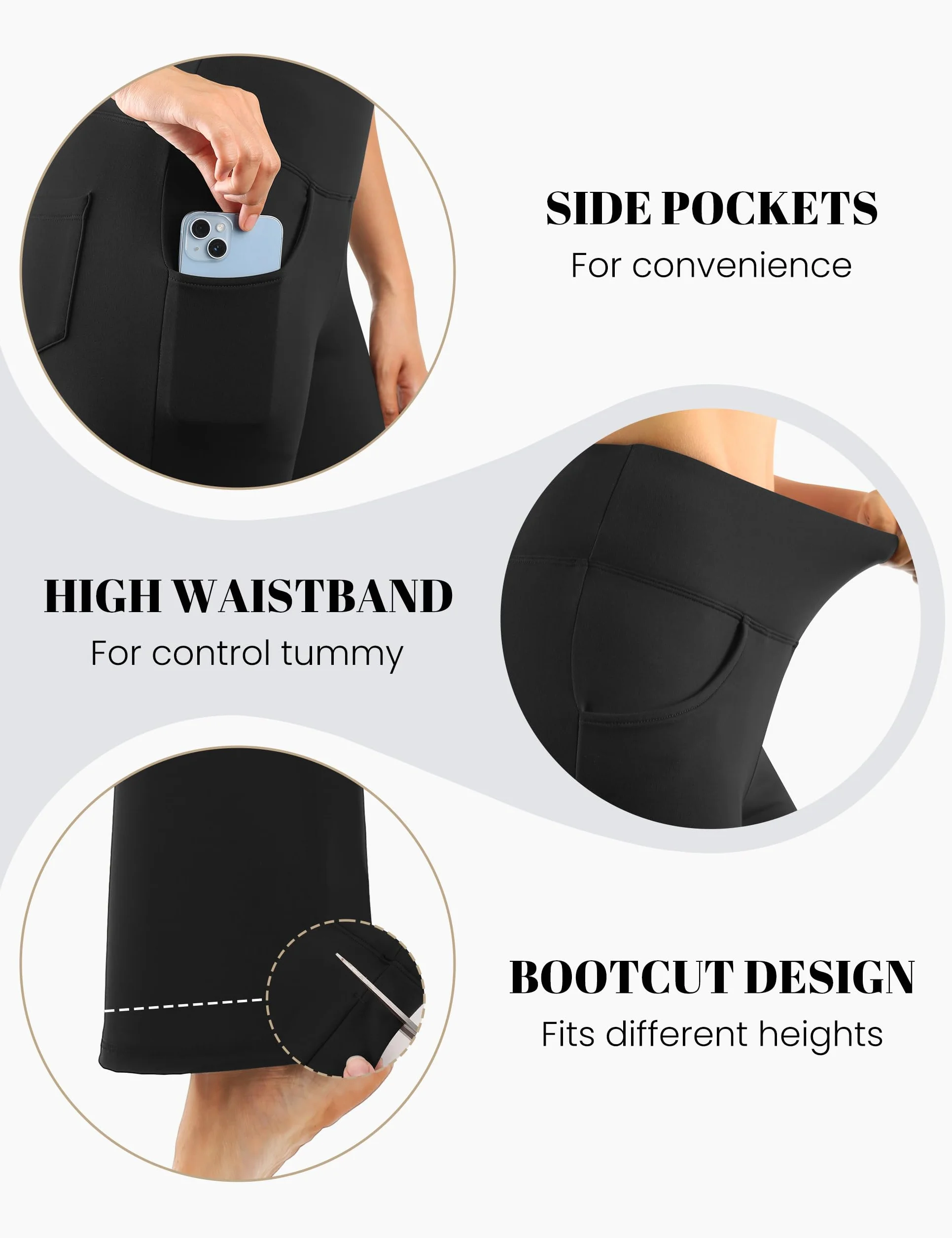 Desol Pantalones de yoga térmicos para mujer con forro polar, con 4 bolsillos, pantalones deportivos de invierno para mujer, largos, cintura alta, elásticos, cálidos