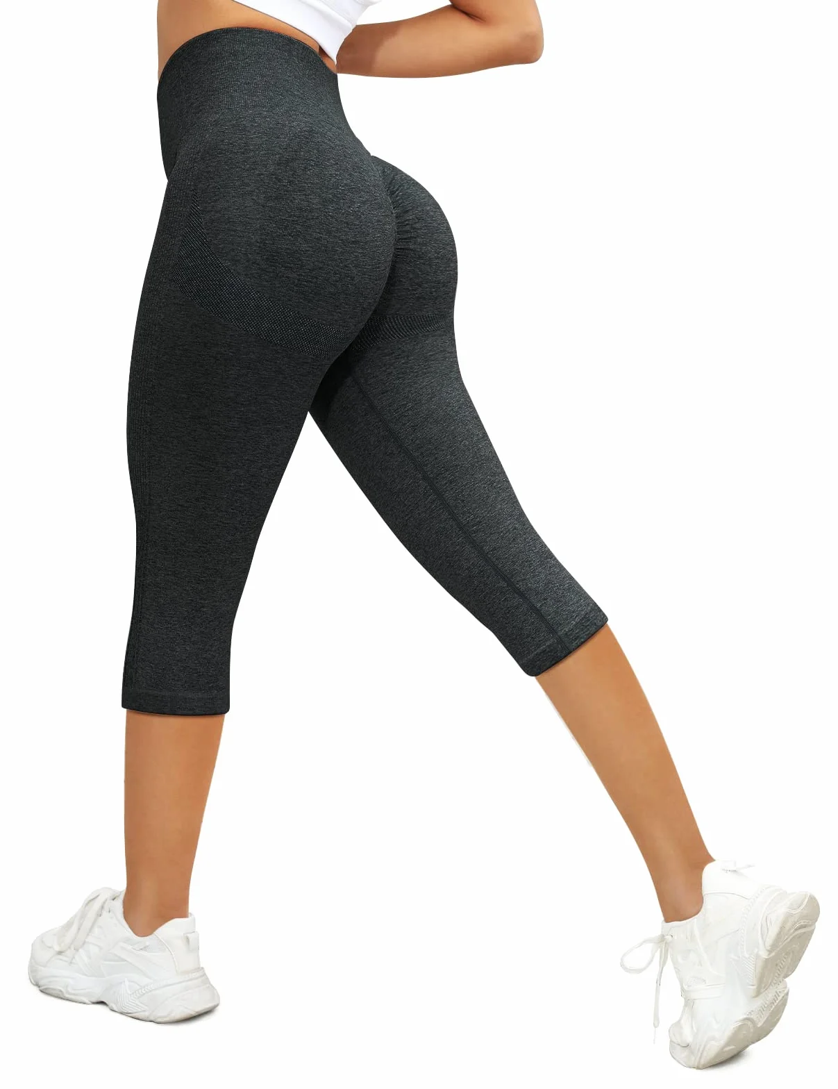 Leggins Mujer Push Up 3/4 Capris Mallas Pantalones Deportivos Anticeluliticos Yoga Leggings de Cintura Alta Elásticos Barriga Control Pantalones Deporte para Fitness Correr