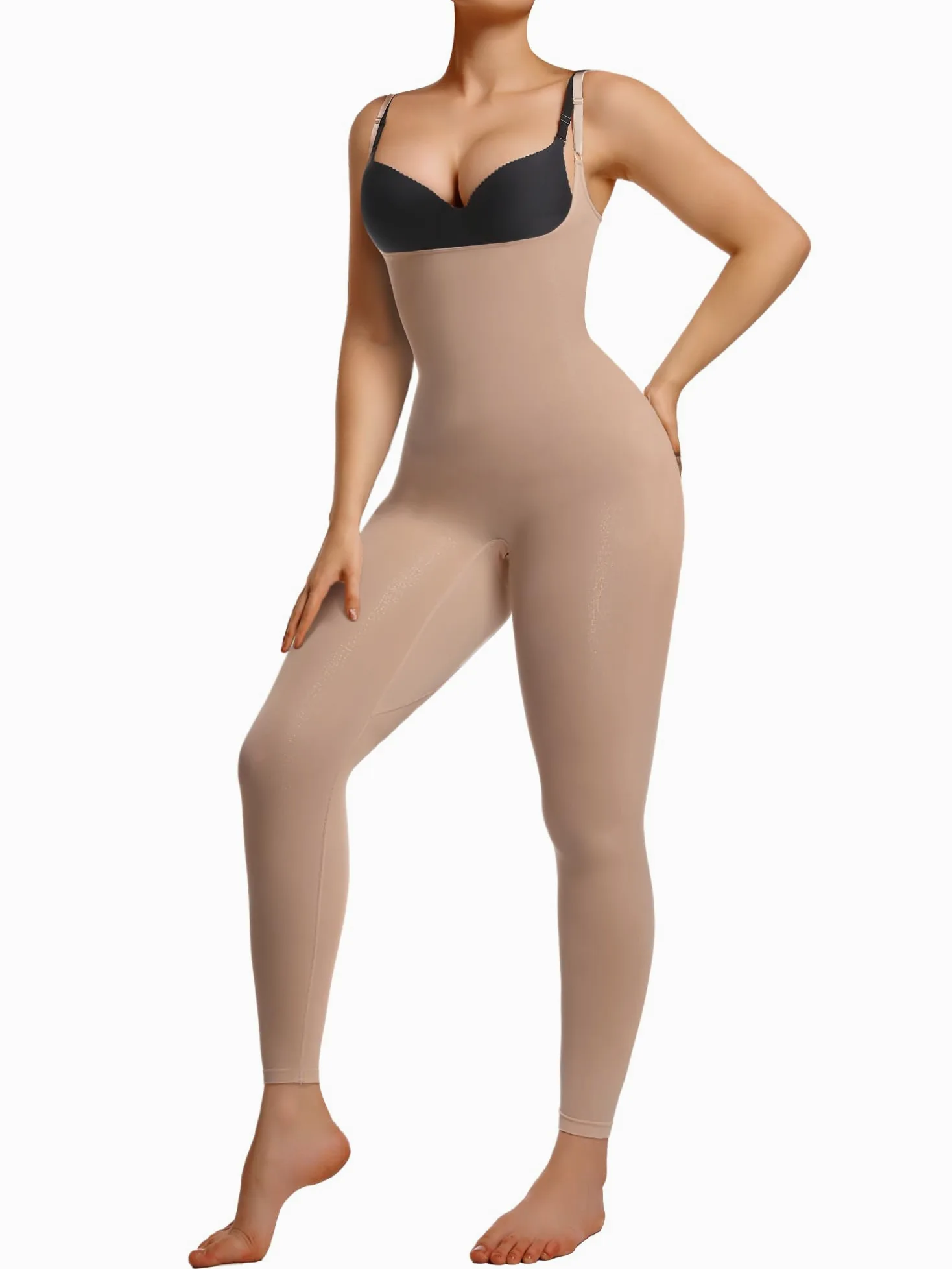 SHAPERX Body Reductor Mujer Pantalones Moldeadores - Shapewear Bodysuit con Control de Abdomen y Cintura, Lencería Moldeadora con Tirantes Ajustables