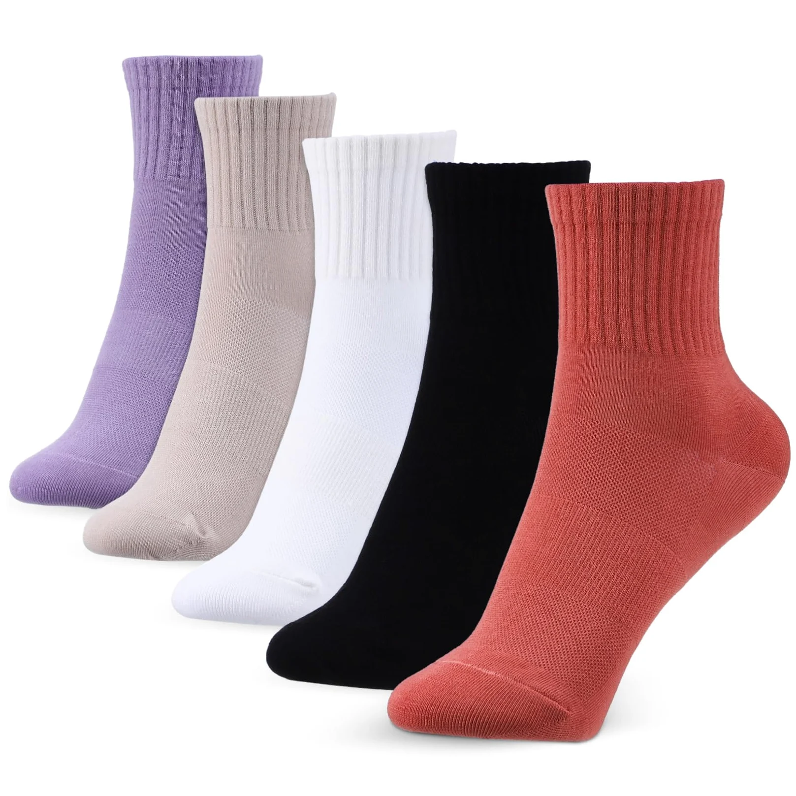 Hemobllo Calcetines de Algodón para Mujer, 10 Pares, Crew de Uso Diario | Paquete 10 Unidades, Banda Elástica, para Senderismo y Actividades Variadas