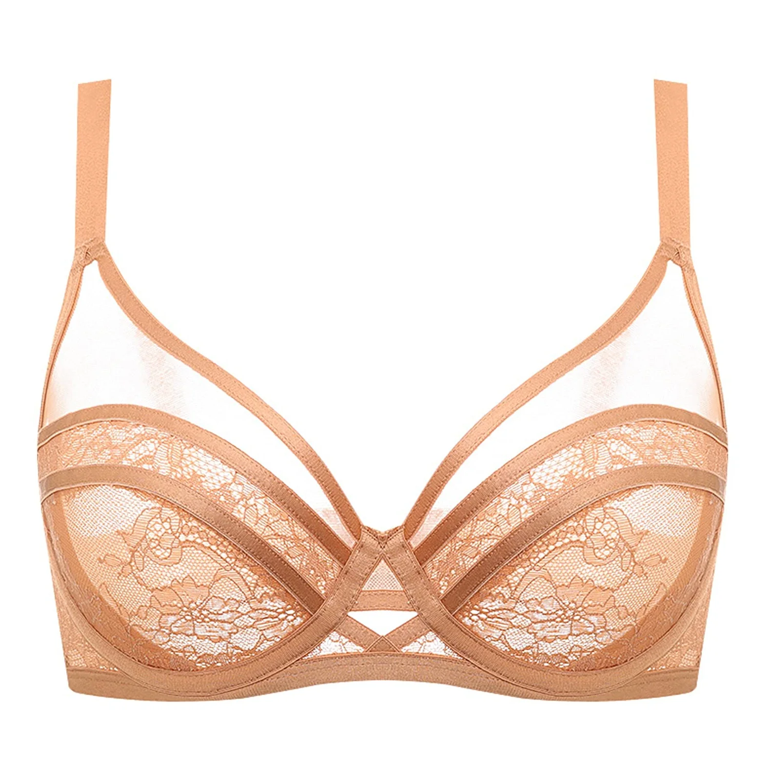 Sujetador de encaje con aros sin forro para mujer, sujetador minimalista de confort seductor, talla grande, sin acolchado (color: oro naranja, talla 90E)