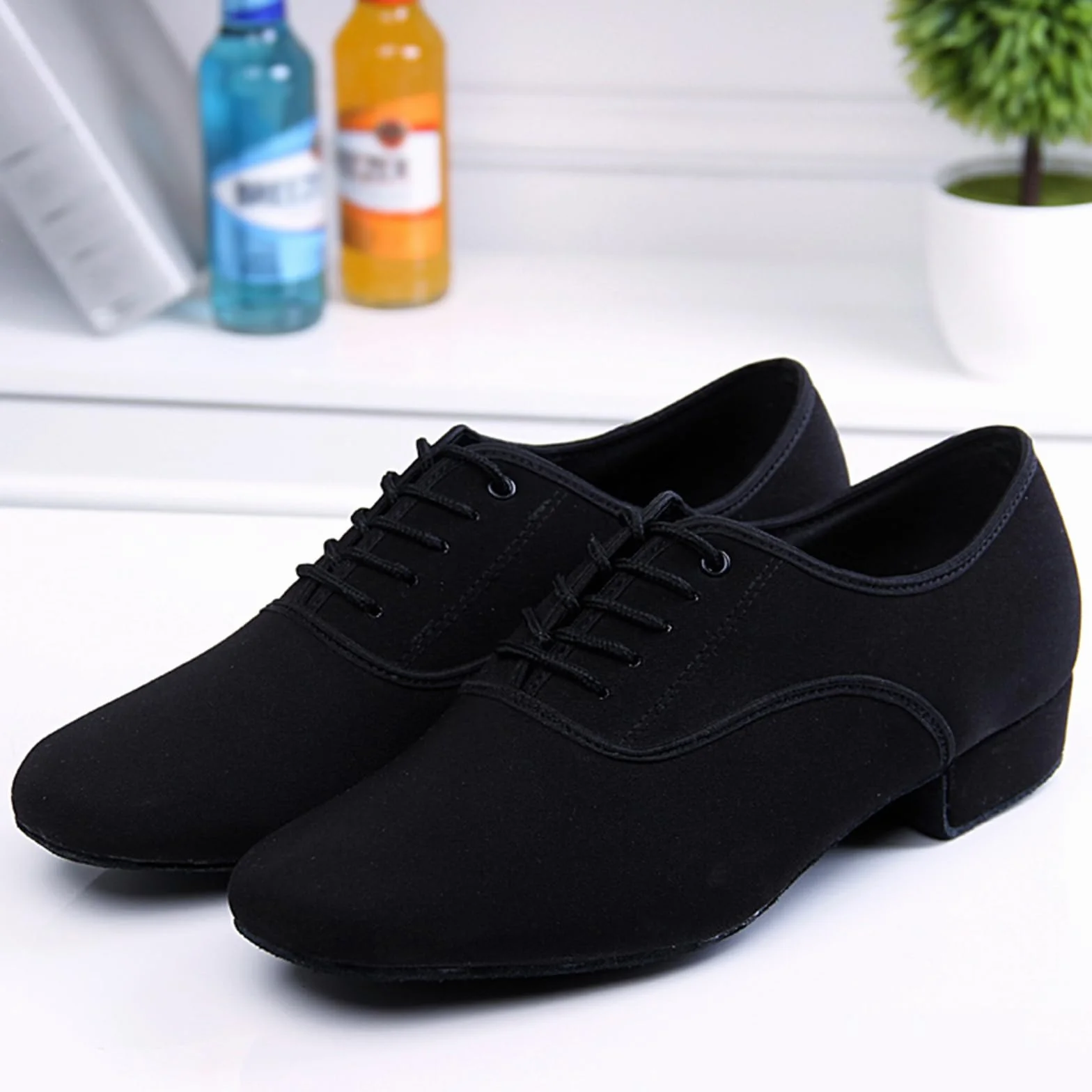 Zapatos De Baile Hombre Tacón Bajo para Salón De Baile Tango Vals Cuero para Interiores