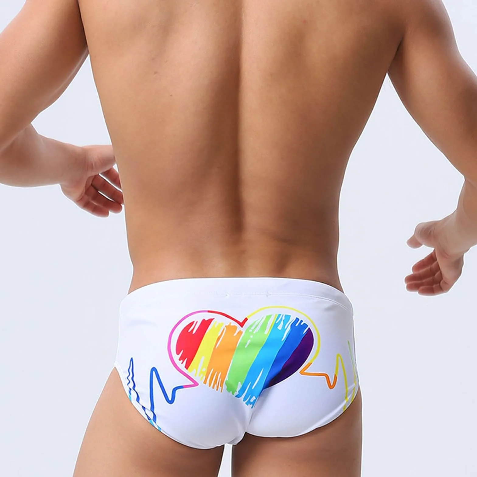 Bañador Hombre Slip Corazones con Relleno Deportivo Ropa de Baño Corto con Cordón Surf Natación Piscina