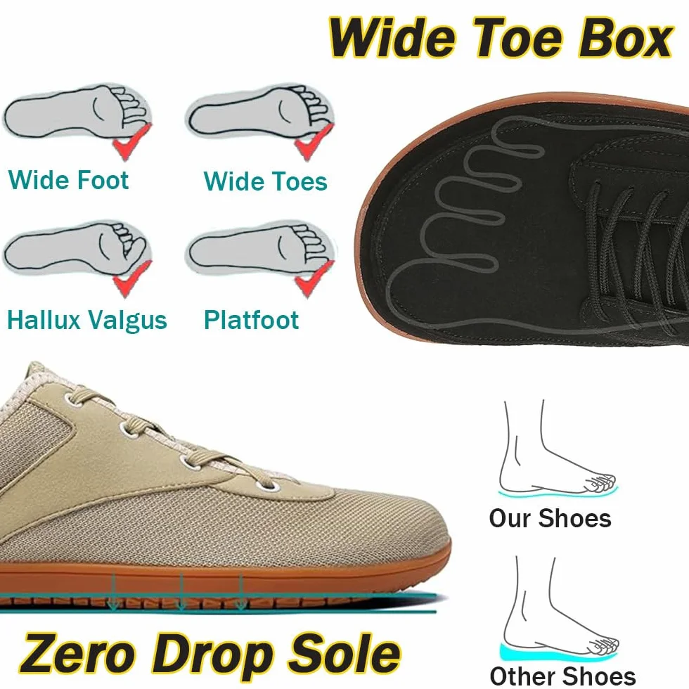 Zapatillas Barefoot Hombre Verano Transpirables Minimalistas Barefoot Hombre Casual 37-48 EU Zapatillas de Trail Running Pies Anchos Ligeras Calzado Zapatos para Montaña