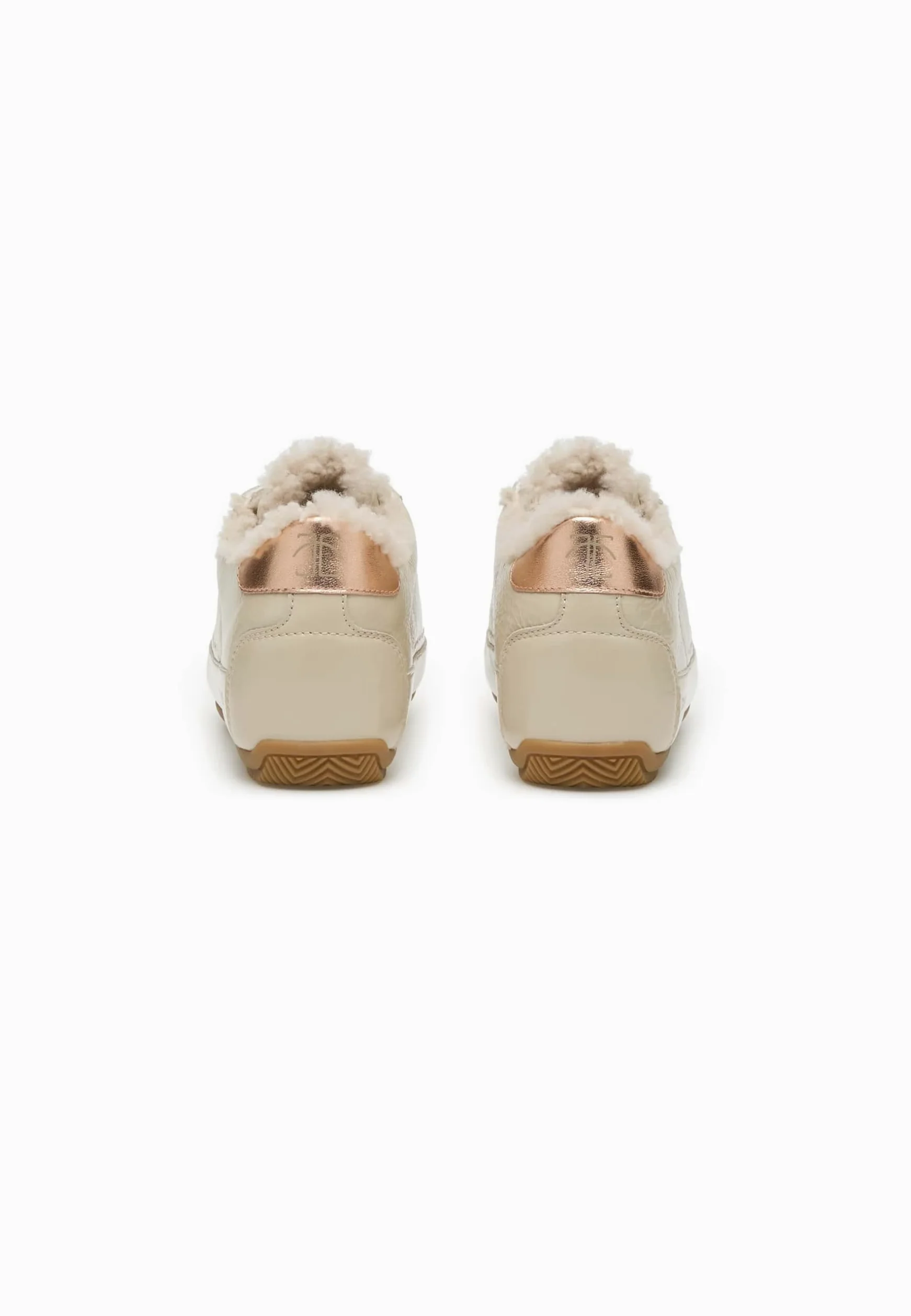 Candice Cooper Dafne Fur Crackled Patent Leather Ecru' Oxford planoMujer