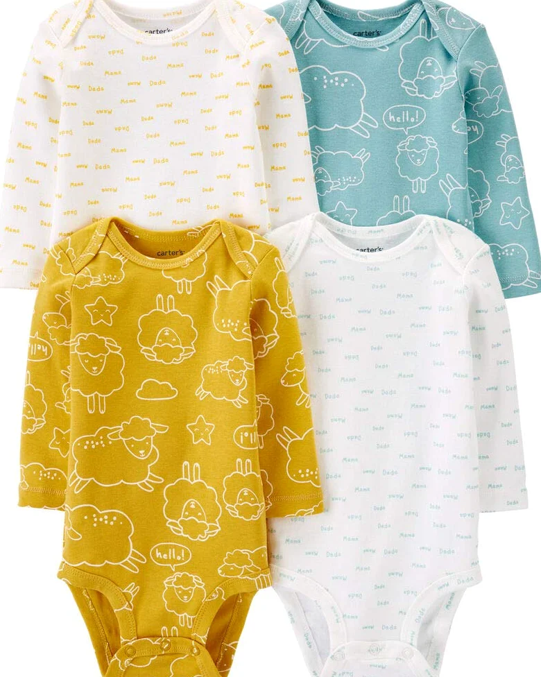 Carter's Paquete de 4 mamelucos de manga larga para mamá Dada, prematuro