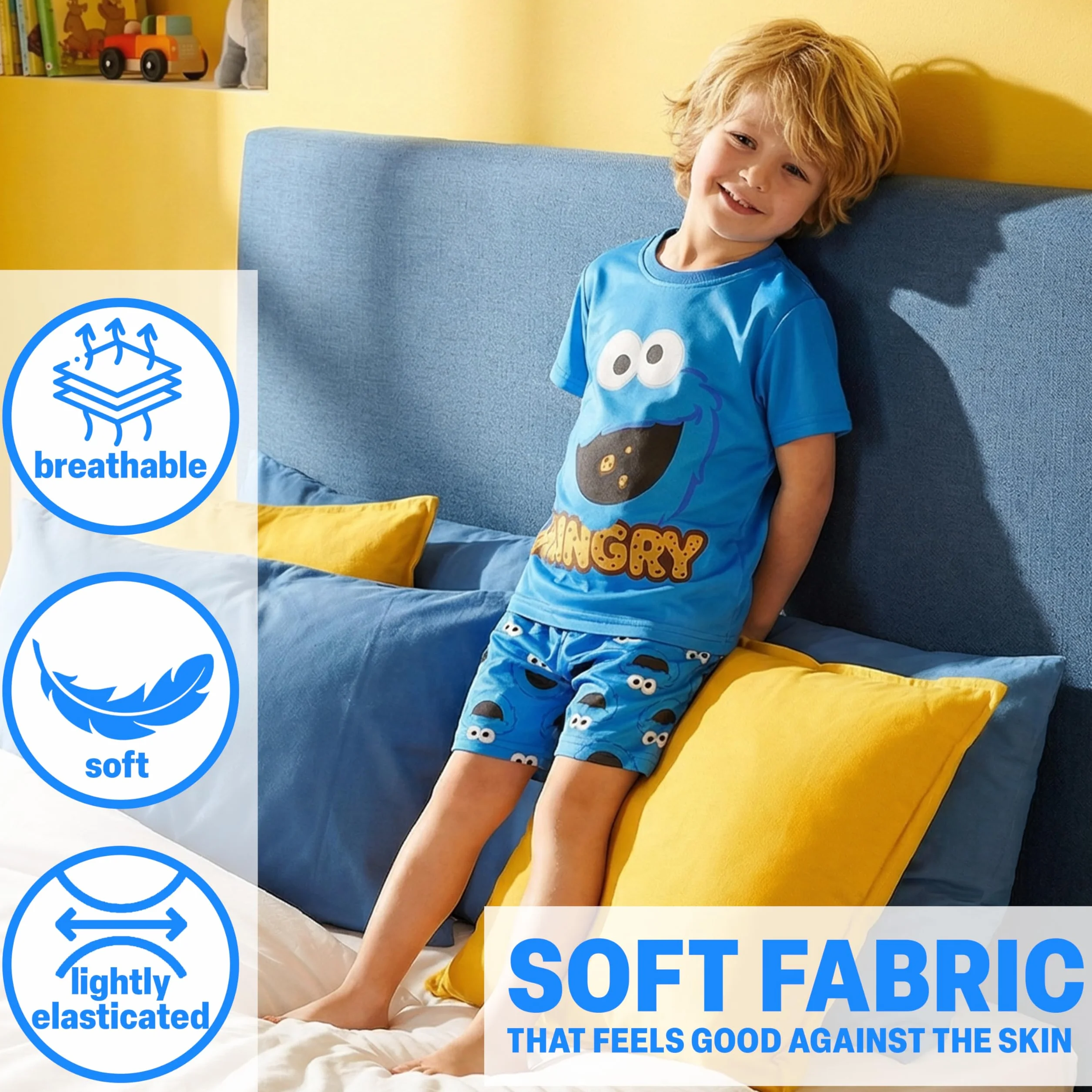 Pijama Niño Barrio Sesamo 1-4 Años Conjunto Verano Corto Camiseta Manga Corta Shorts